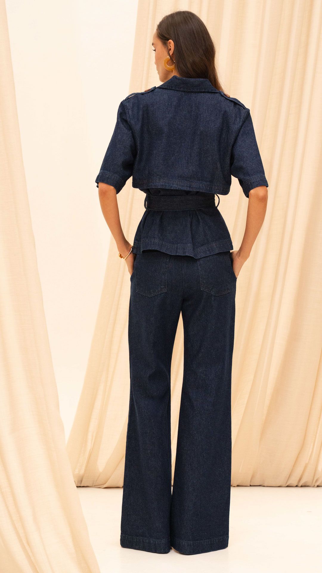 CALÇA JEANS URBAN FRISO ALFAIATARIA WIDE LEG