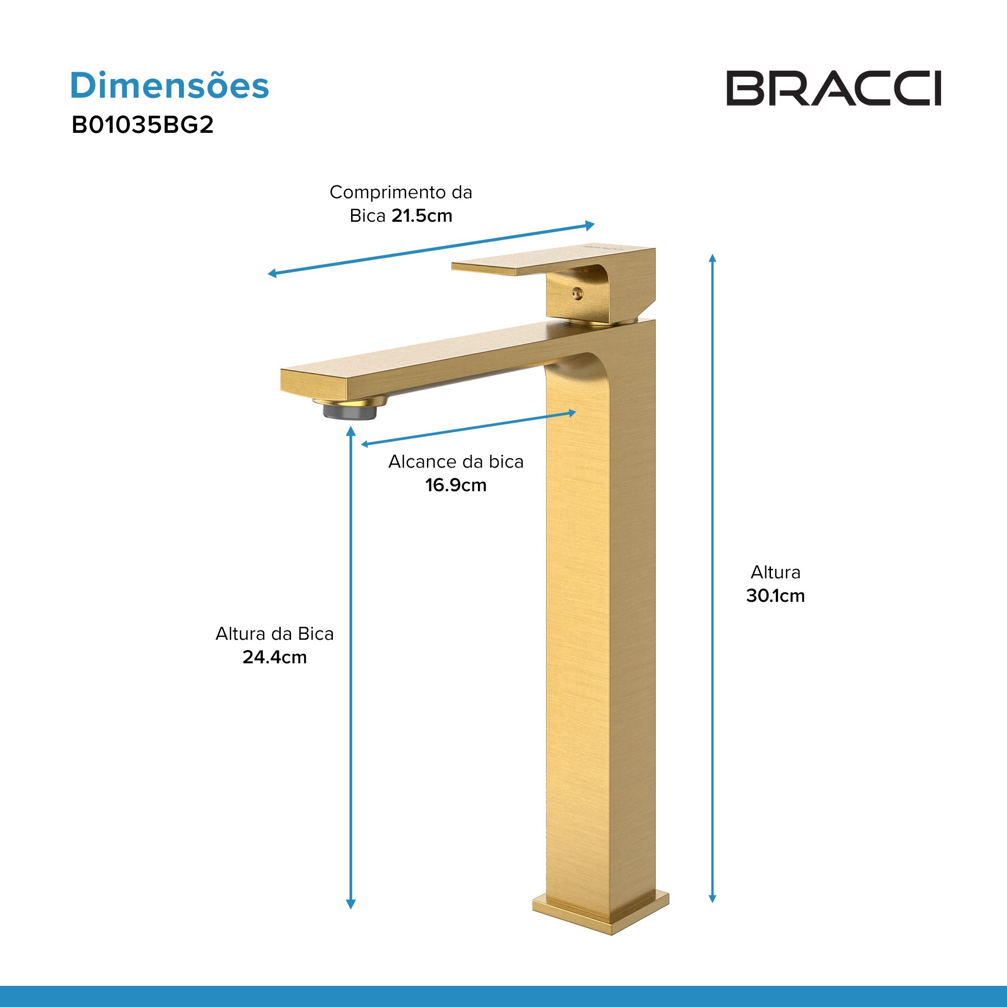 MONOCOMANDO VERCCI SLIM ALTO DOURADO ESCOVADO