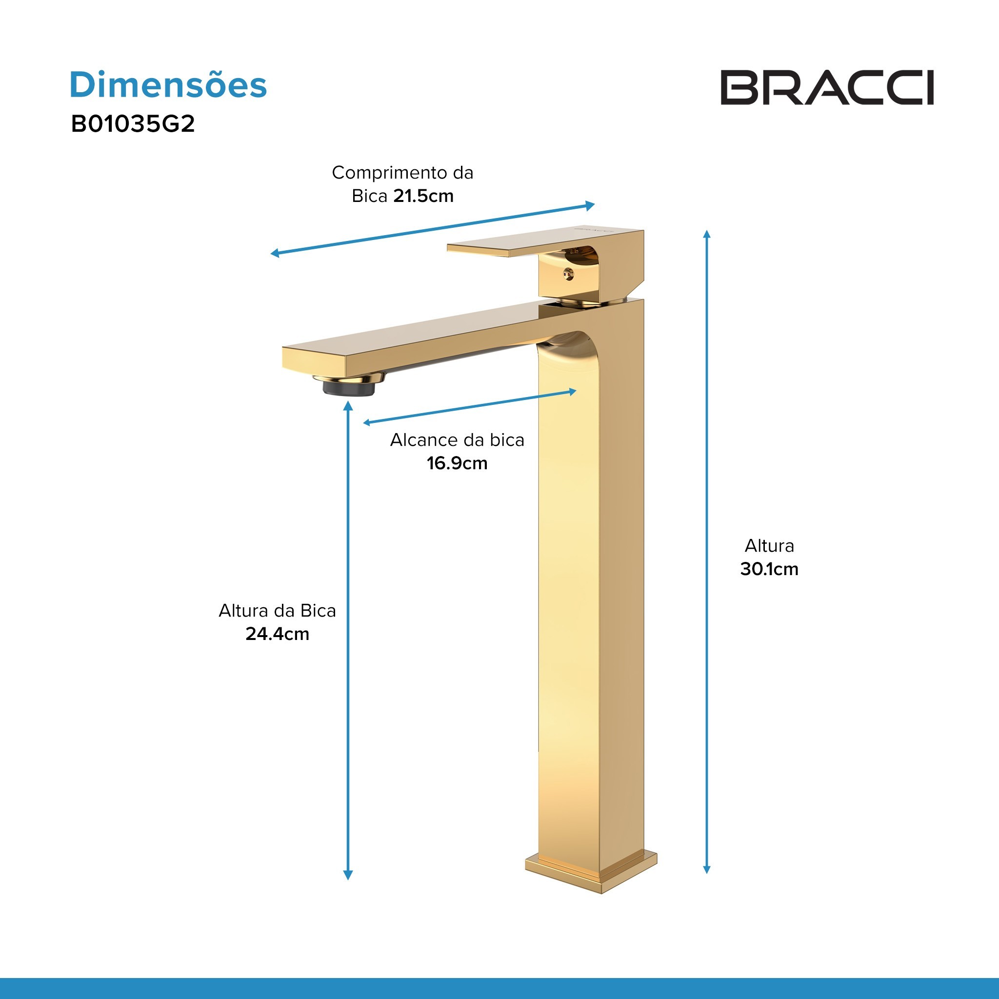 MONOCOMANDO VERCCI SLIM ALTO DOURADO