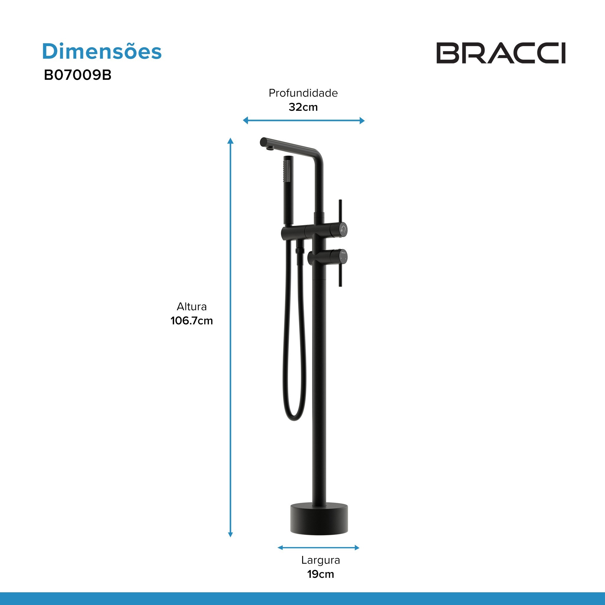 MONOCOMANDO PARA BANHEIRAS PRETO