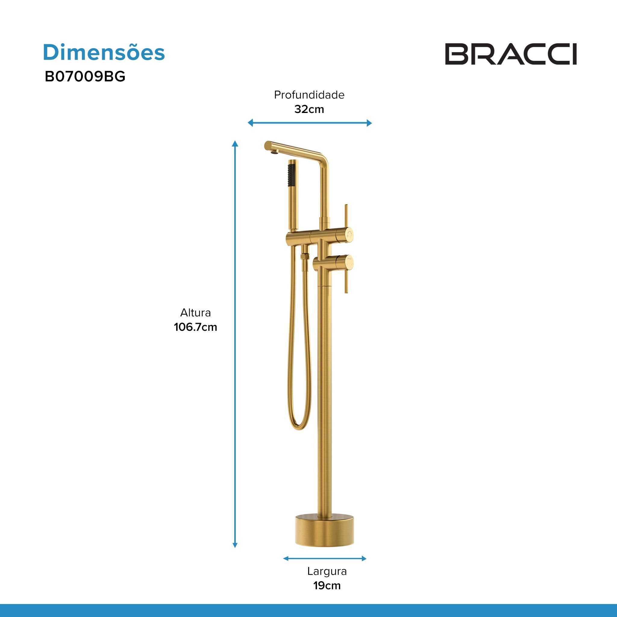 MONOCOMANDO PARA BANHEIRAS DOURADO ESCOVADO