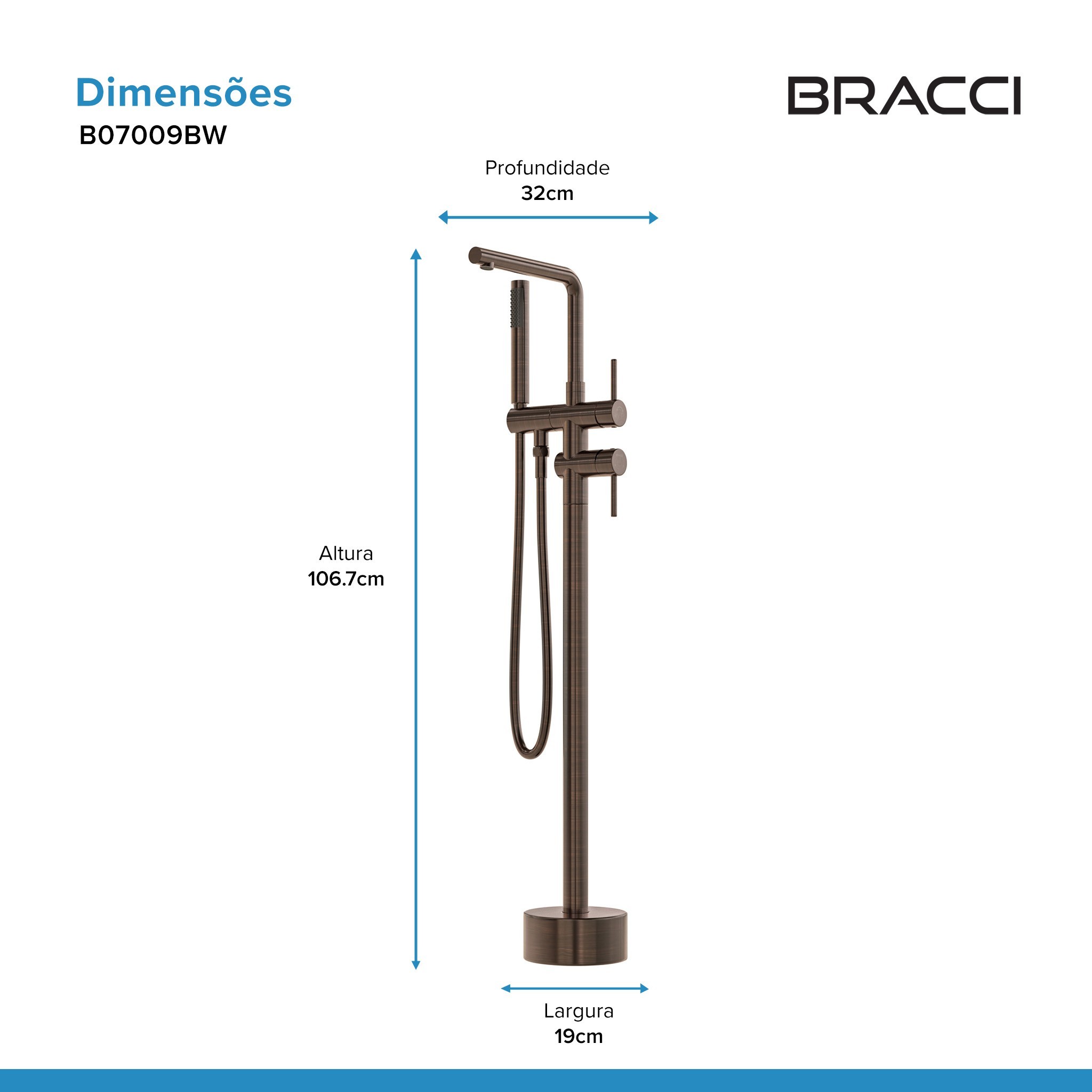 MONOCOMANDO PARA BANHEIRAS BRONZE ESCOVADO