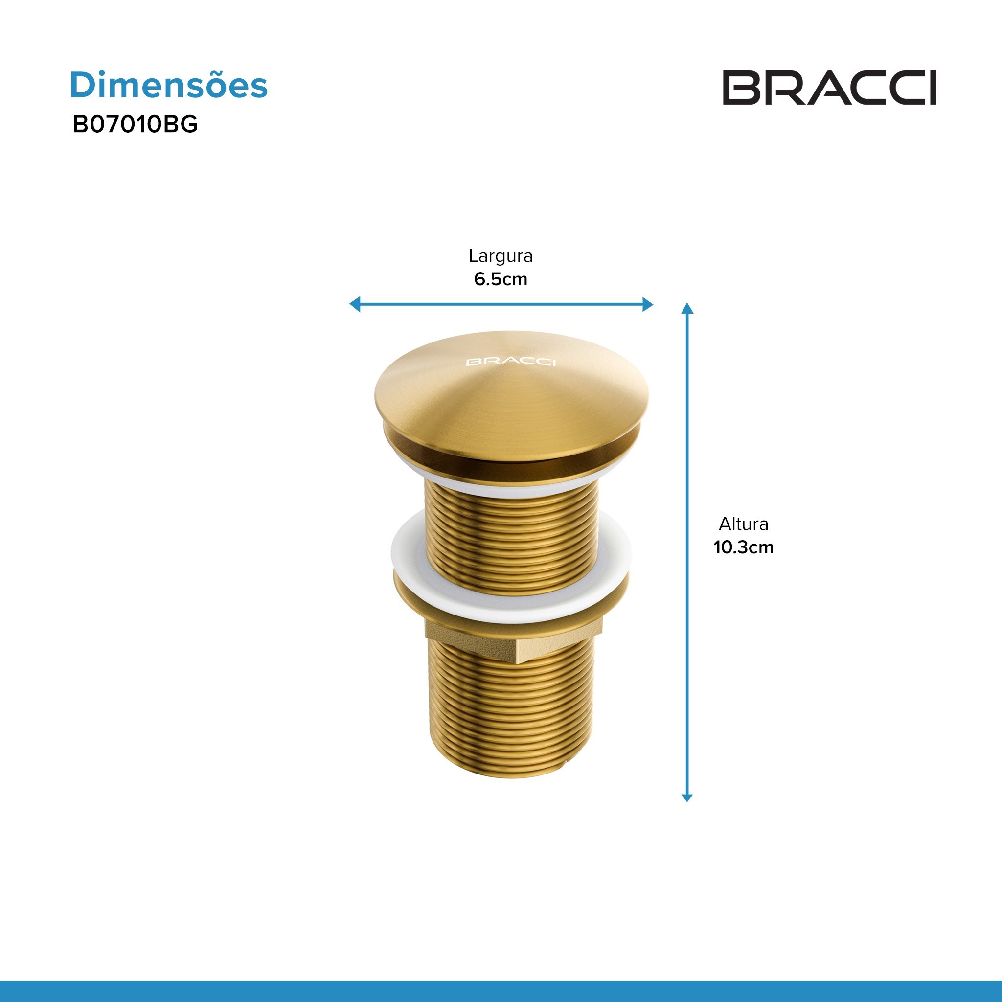 VÁLVULA DE ESCOAMENTO DOURADO ESCOVADO