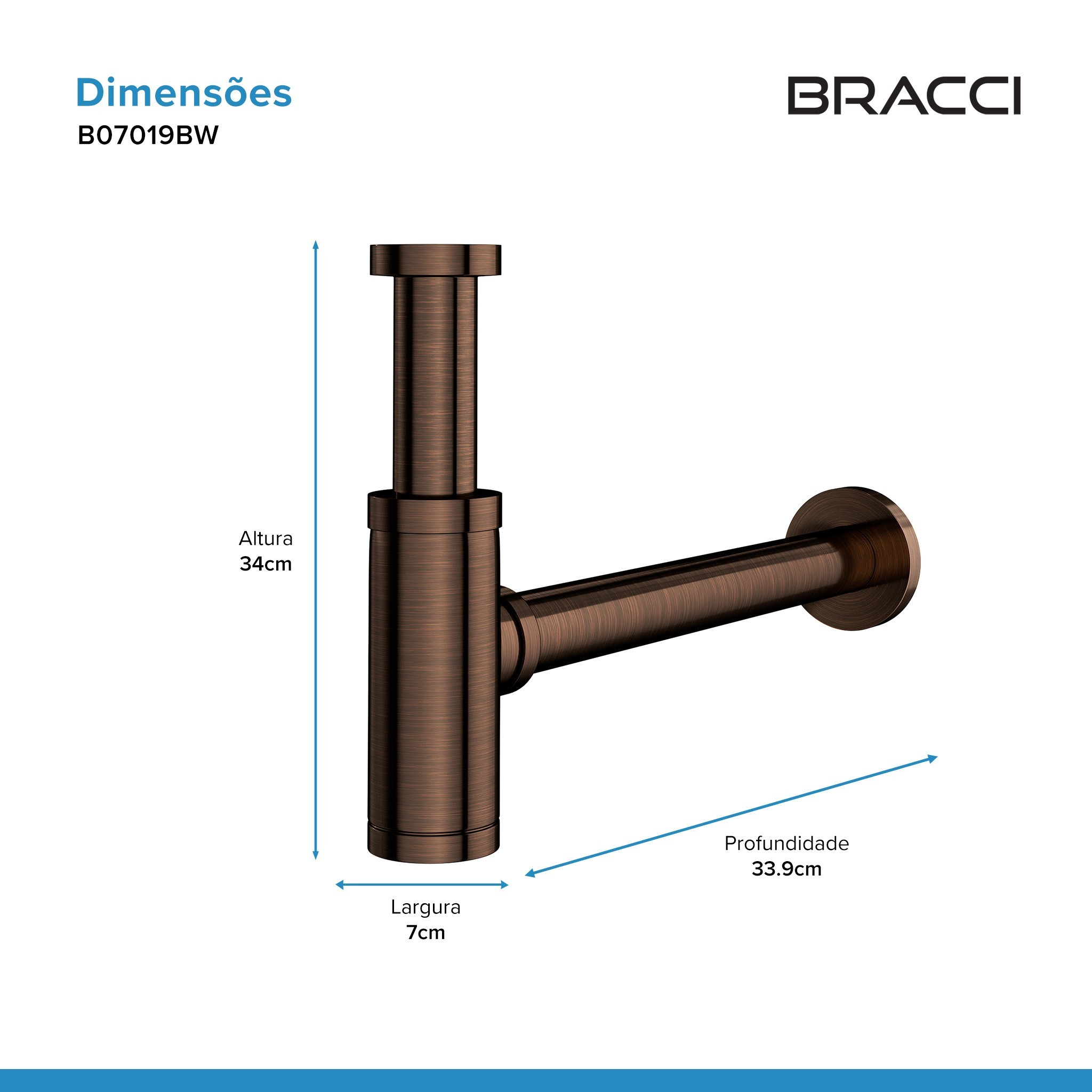 SIFÃO BRONZE ESCOVADO