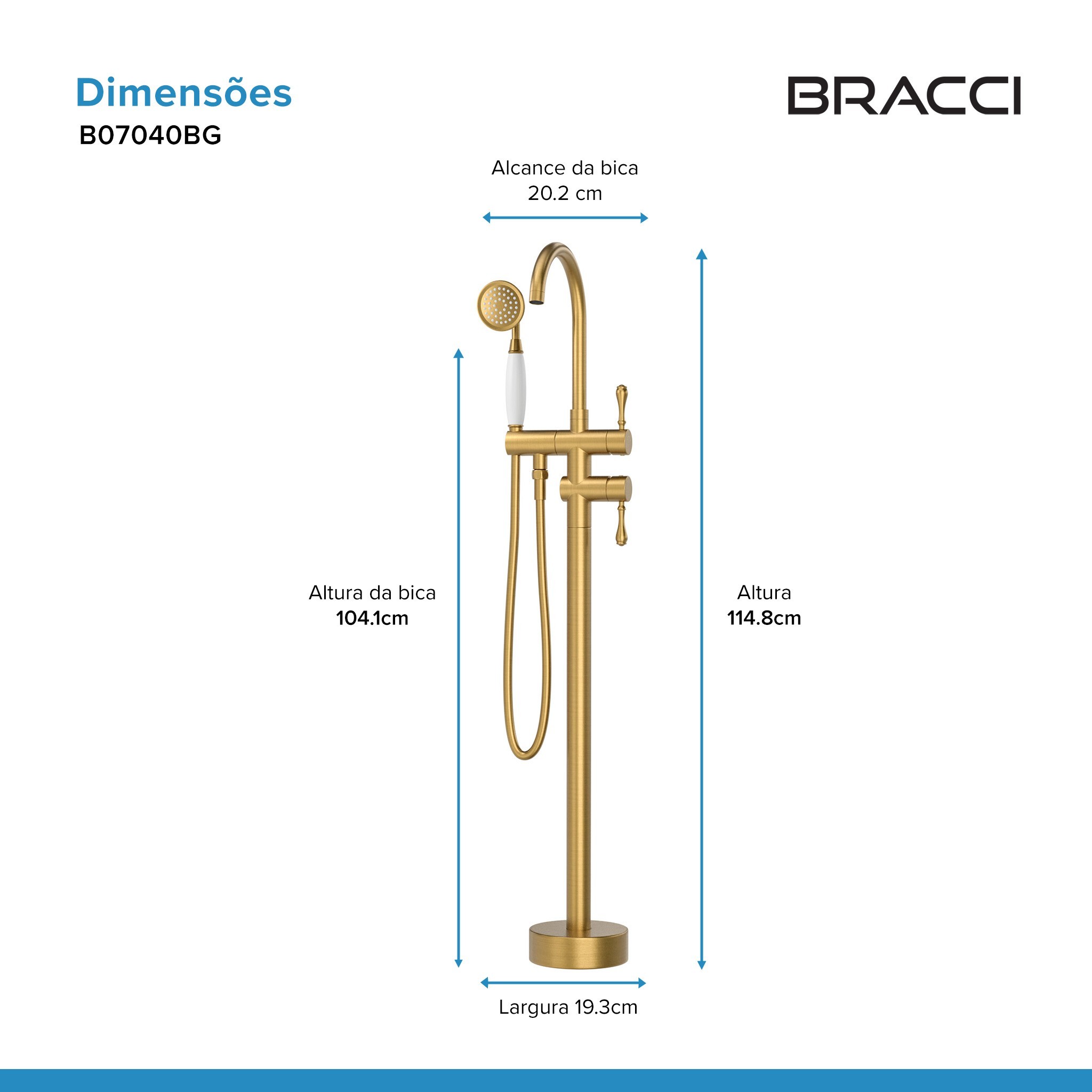 MONOCOMANDO PARA BANHEIRAS DOURADO ESCOVADO