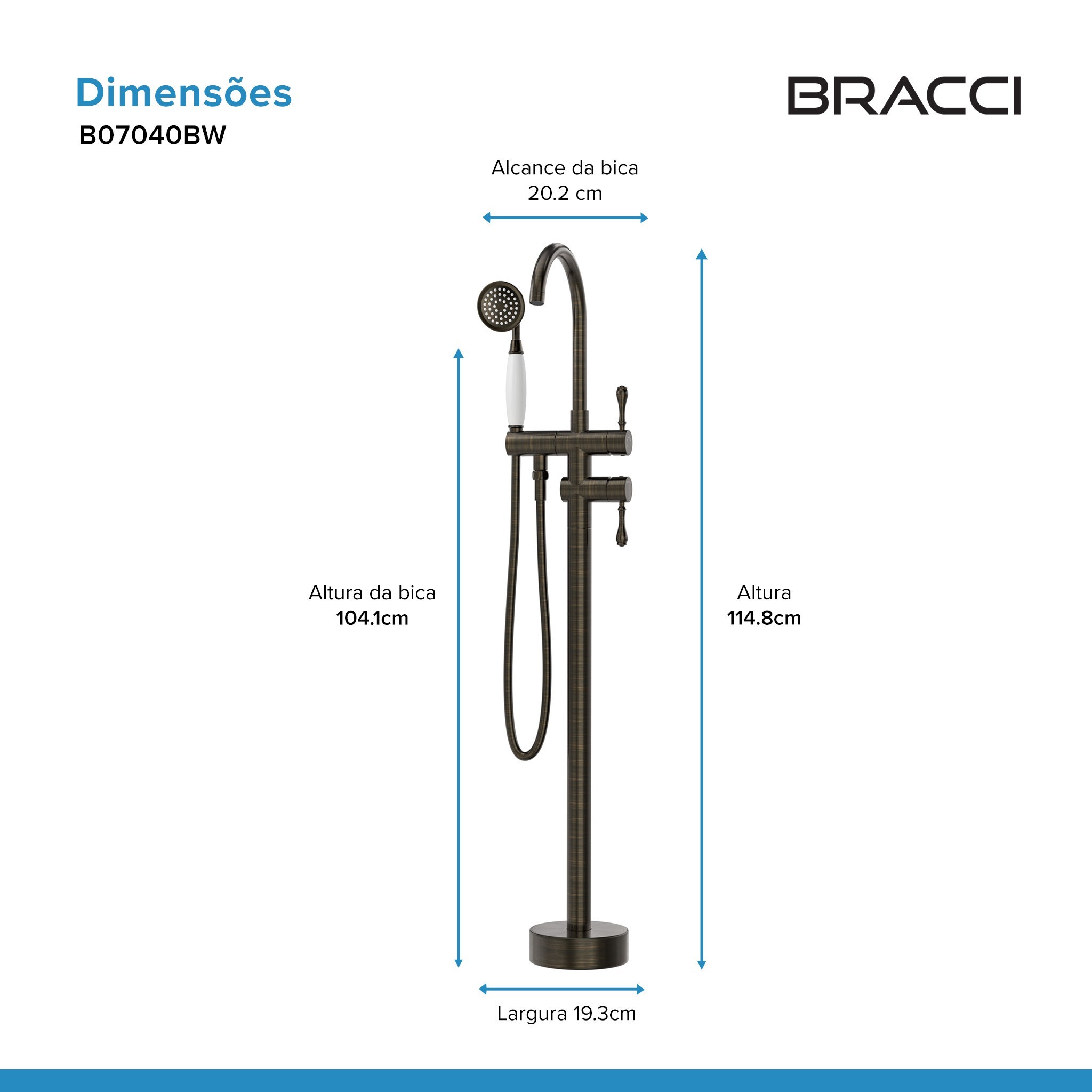 MONOCOMANDO PARA BANHEIRAS BRONZE ESCOVADO