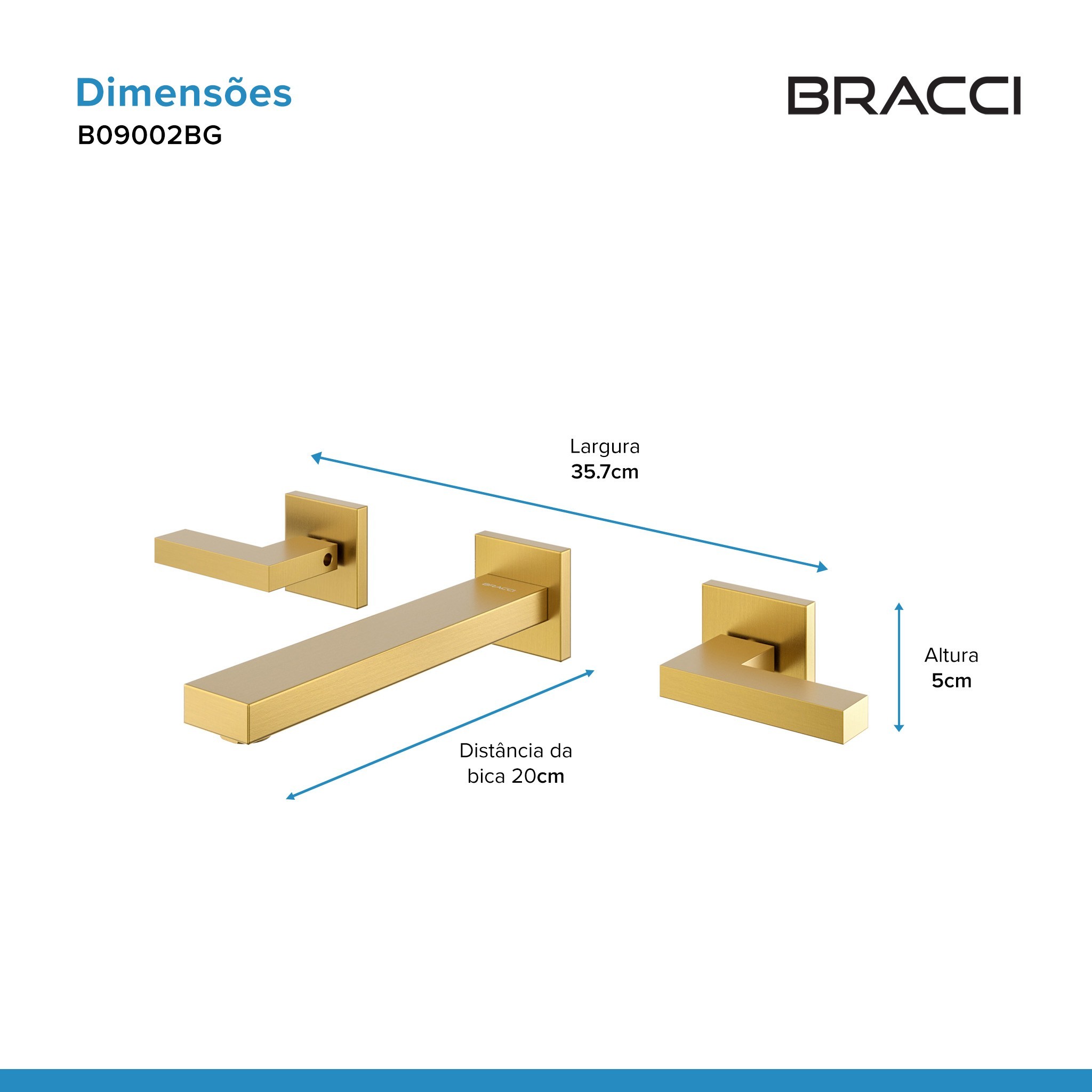 DUPLO COMANDO DE PAREDE VERCCI DOURADO ESCOVADO