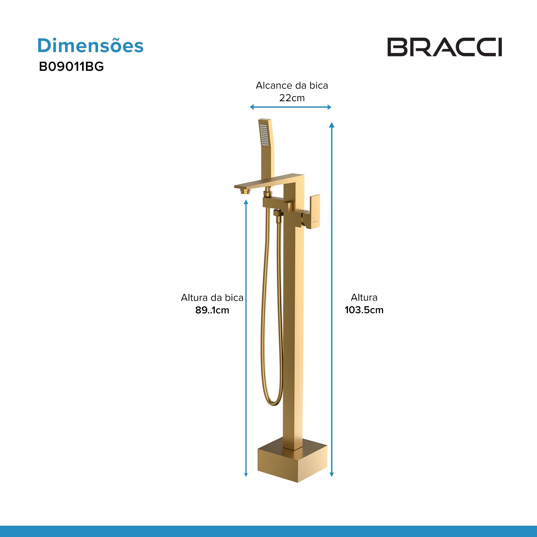 MONOCOMANDO PARA BANHEIRAS DOURADO ESCOVADO