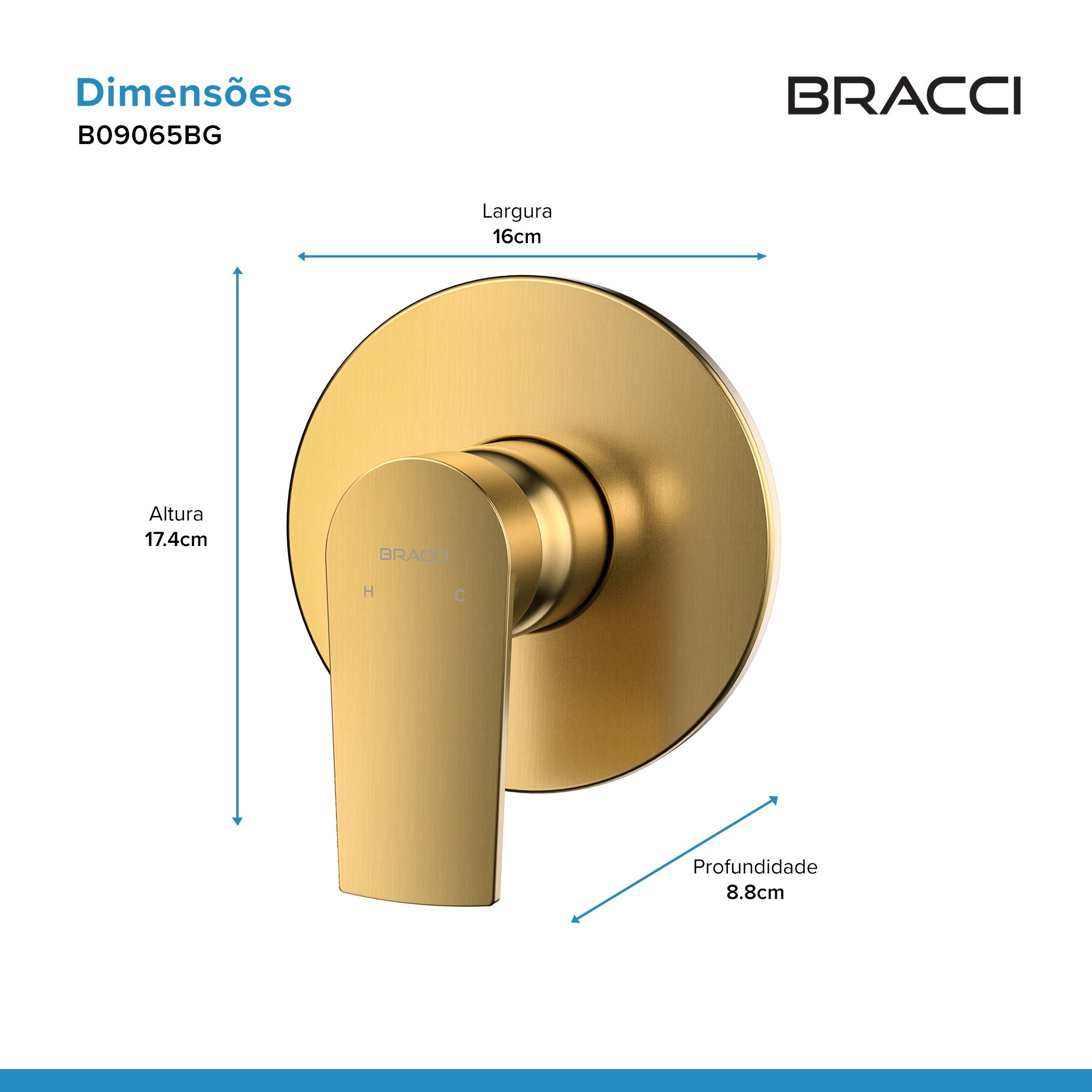 ACABAMENTO MONOCOMANDO CHUVEIRO DOCOL 3/4 DOURADO ESCOVADO