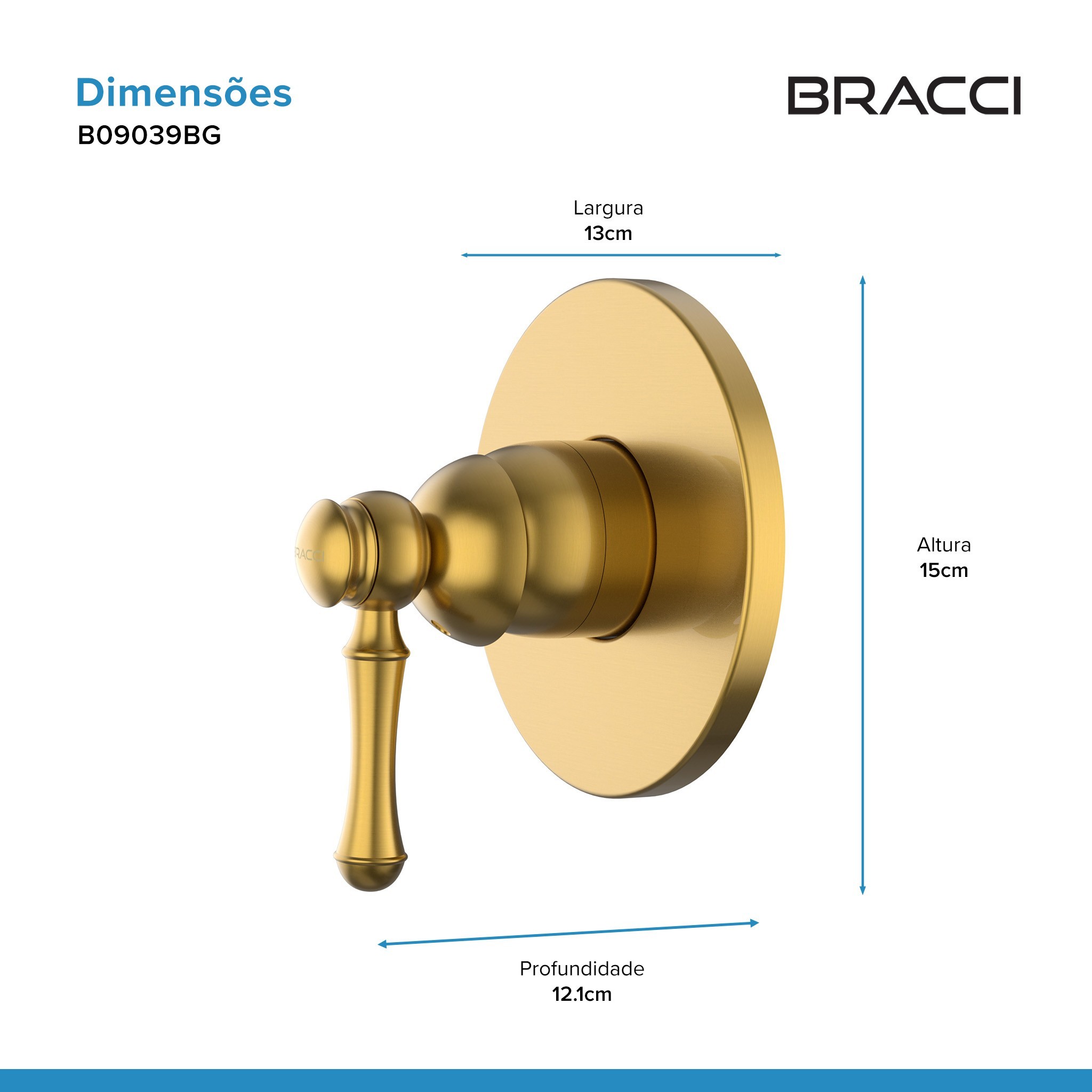 ACABAMENTO MONOCOMANDO CHUVEIRO CLÁSSICO DOURADO ESCOVADO