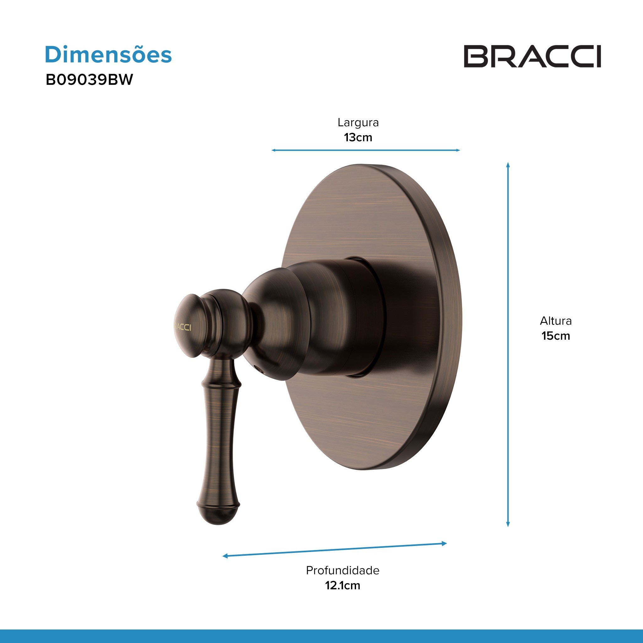 ACABAMENTO MONOCOMANDO CHUVEIRO CLÁSSICO BRONZE ESCOVADO