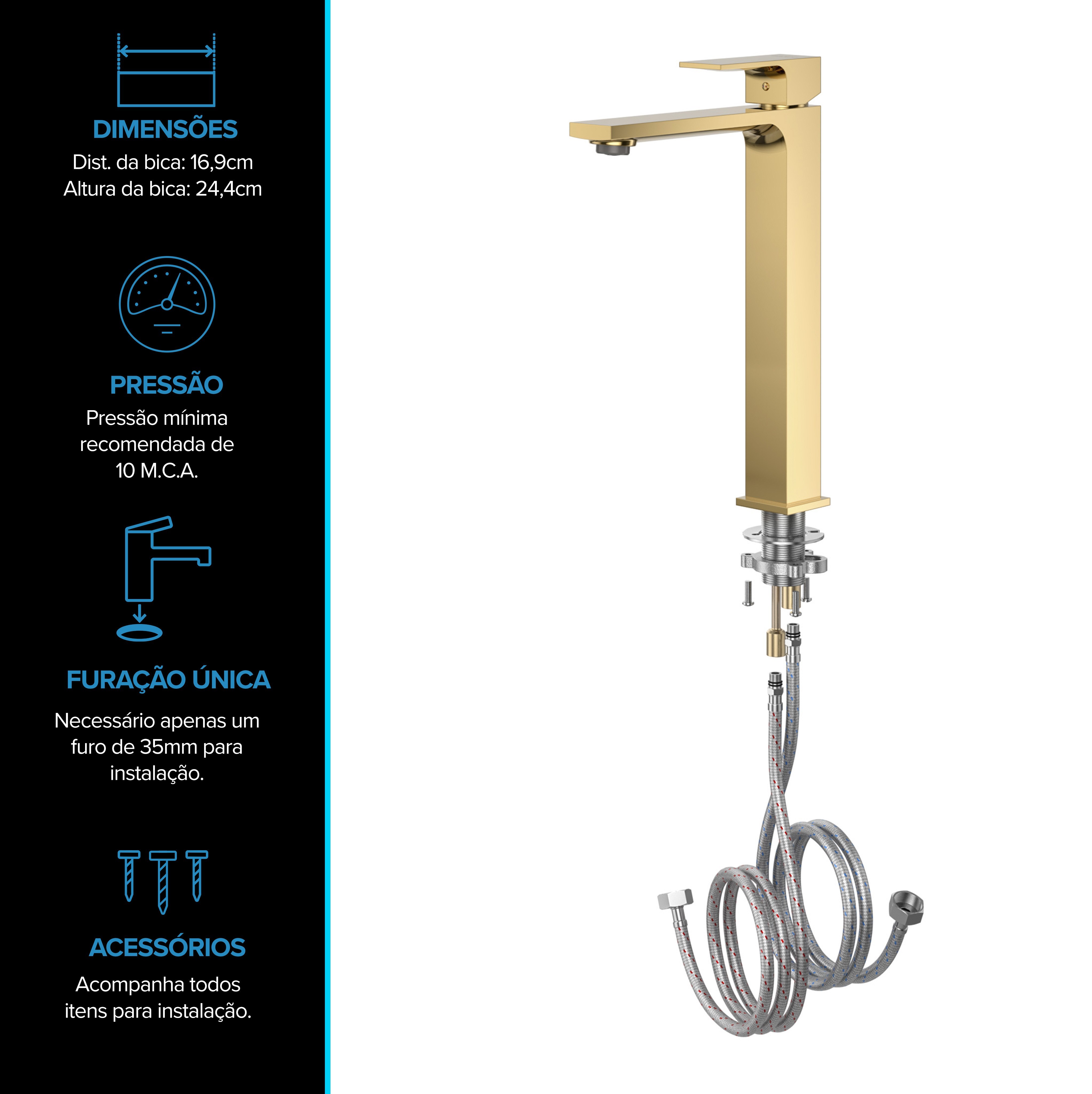 MONOCOMANDO VERCCI SLIM ALTO DOURADO