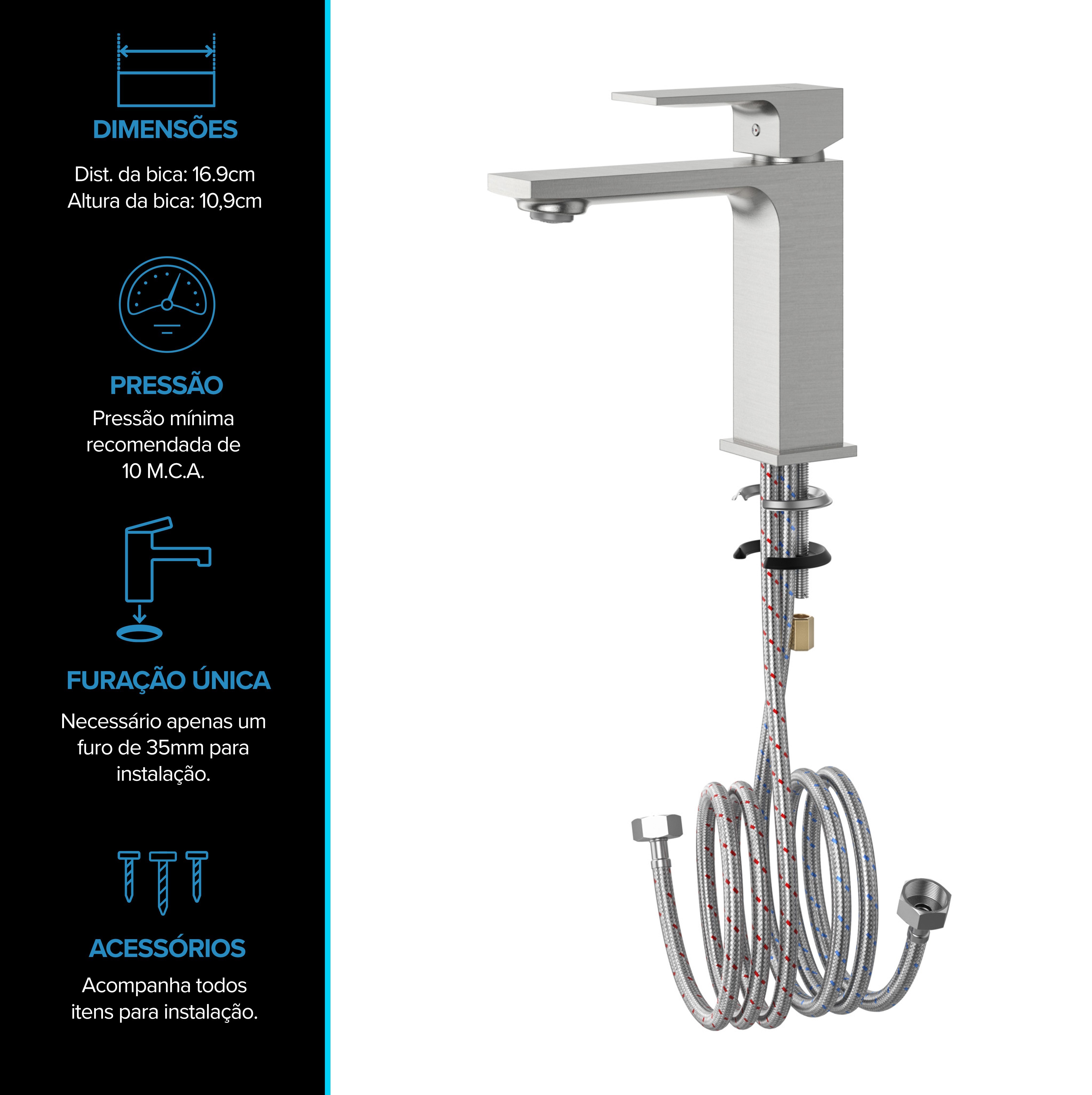 MONOCOMANDO VERCCI SLIM BAIXO AÇO ESCOVADO