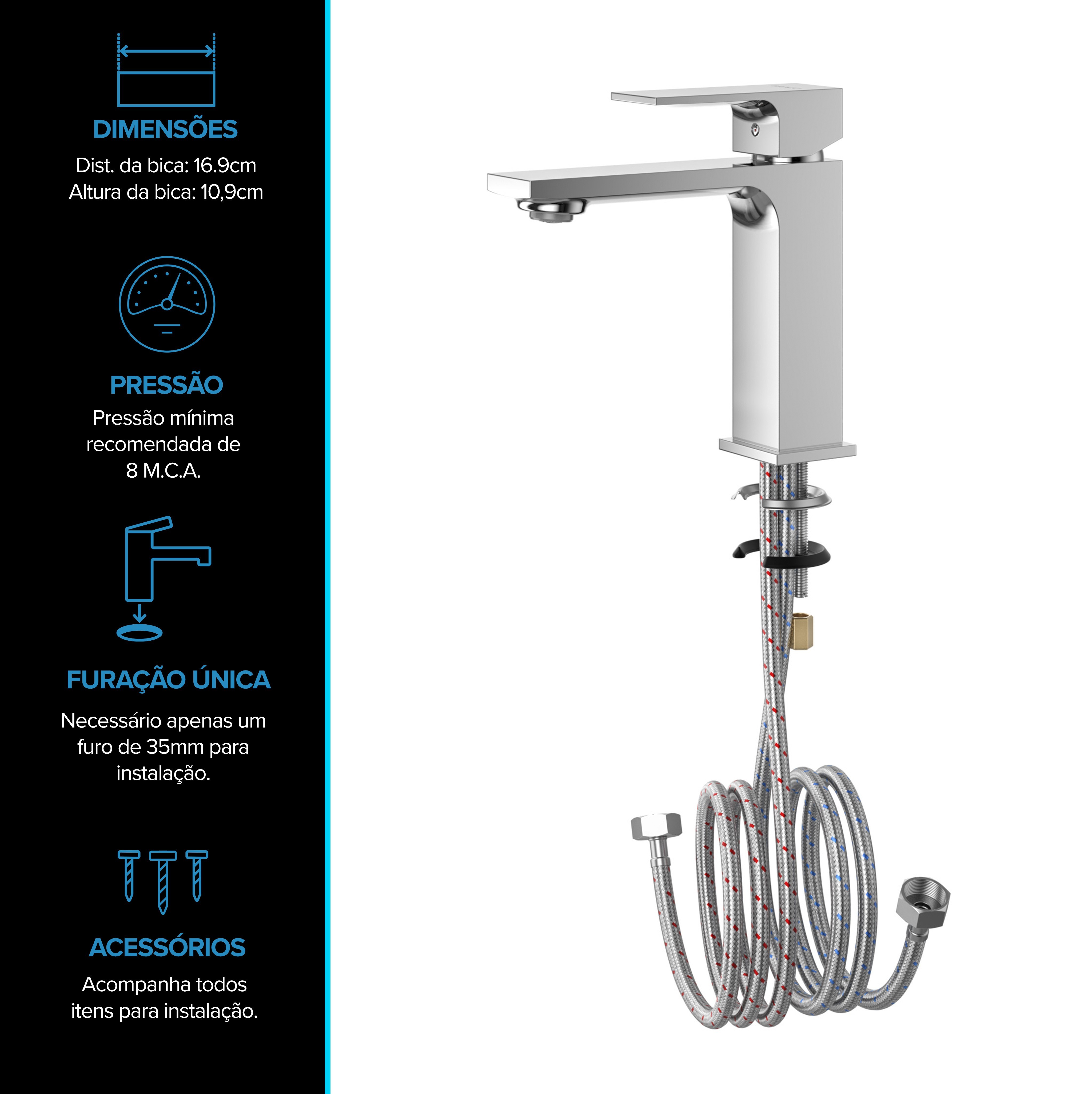 MONOCOMANDO VERCCI SLIM BAIXO CROMADO