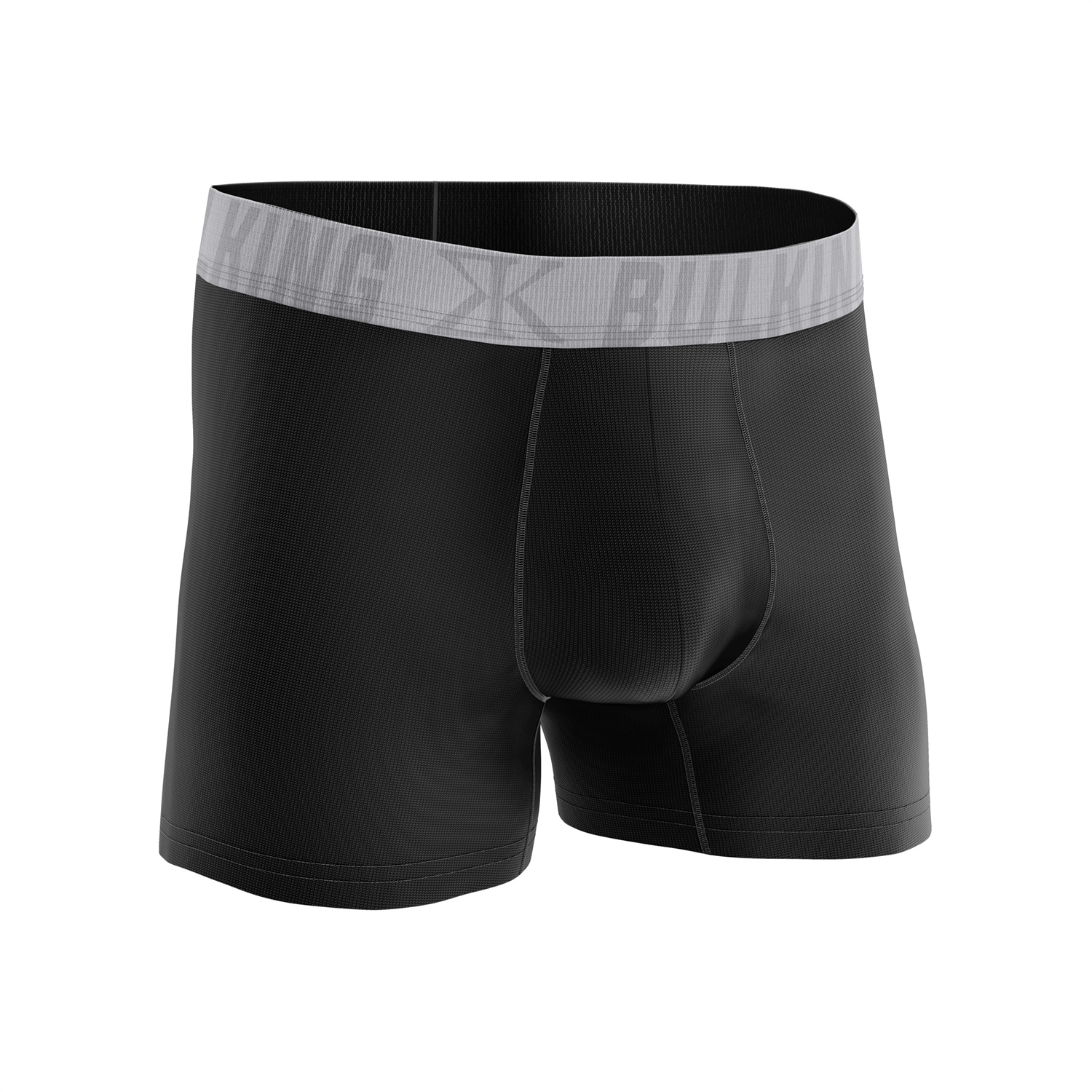 CUECA BOXER PRETA C/ ELAST CINZA - BULKING