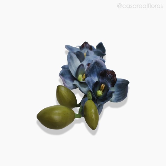 Orquídea Cymbidium Artificial - Azul Escuro - Casa Real Flores e Decorações