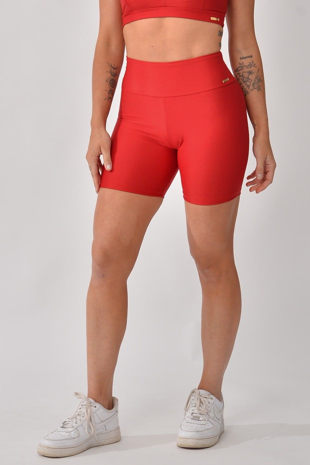 Bermuda Fitness Cintura Alta Vermelha Lusty