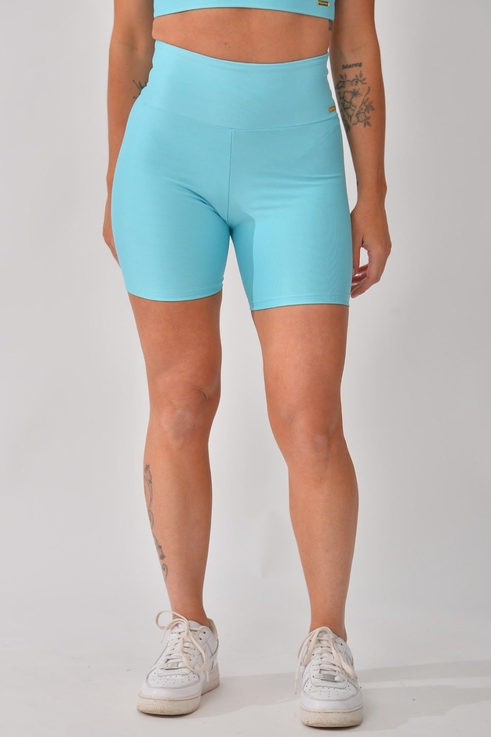Bermuda Fitness Cintura Alta Azul Lusty