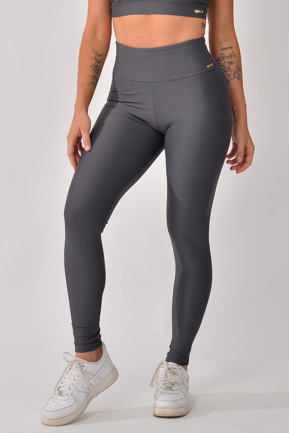 Legging Fitness Cintura Alta Cinza Lusty