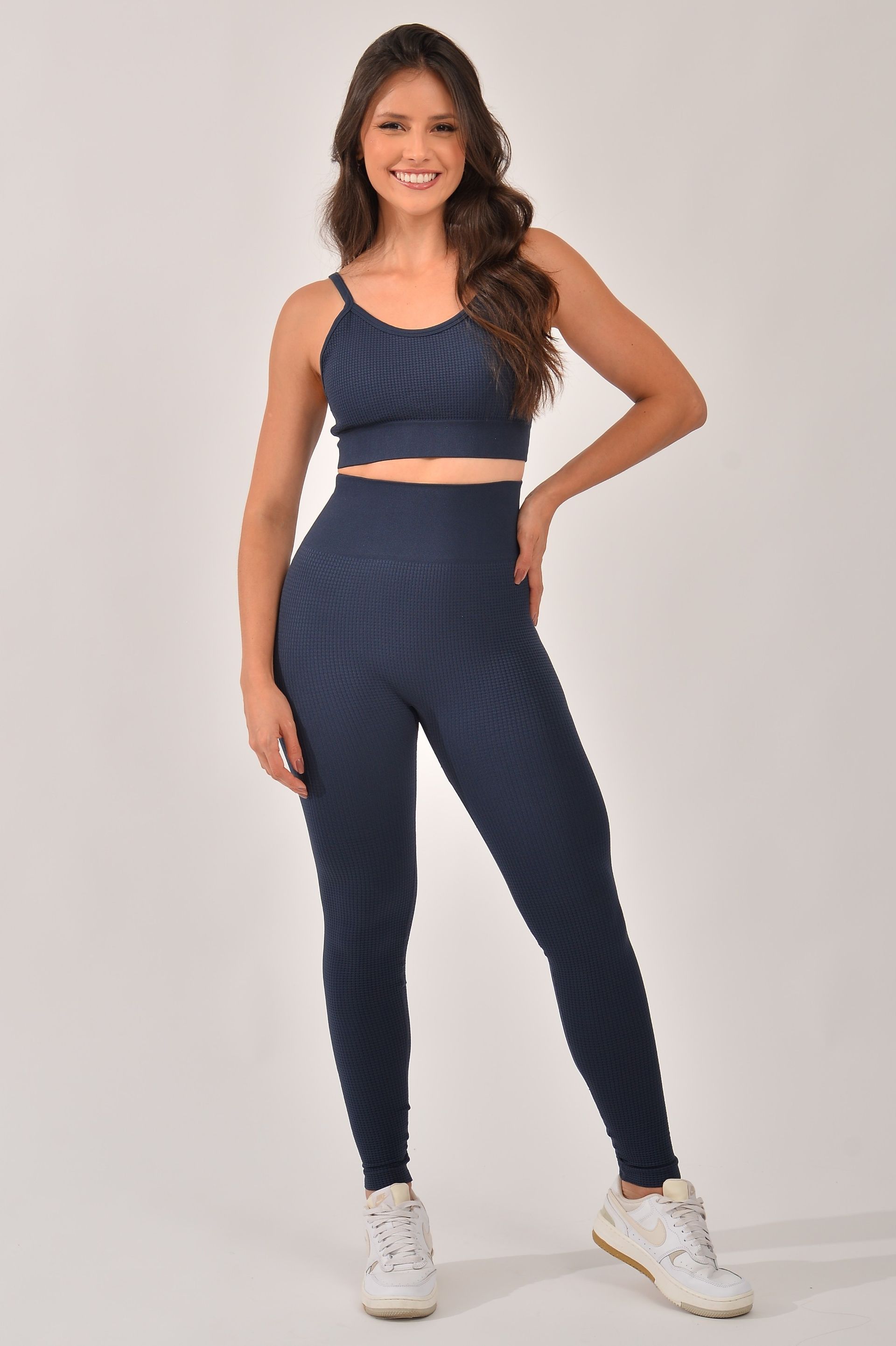 Conjunto Legging Fitness Texturizada Azul Sense