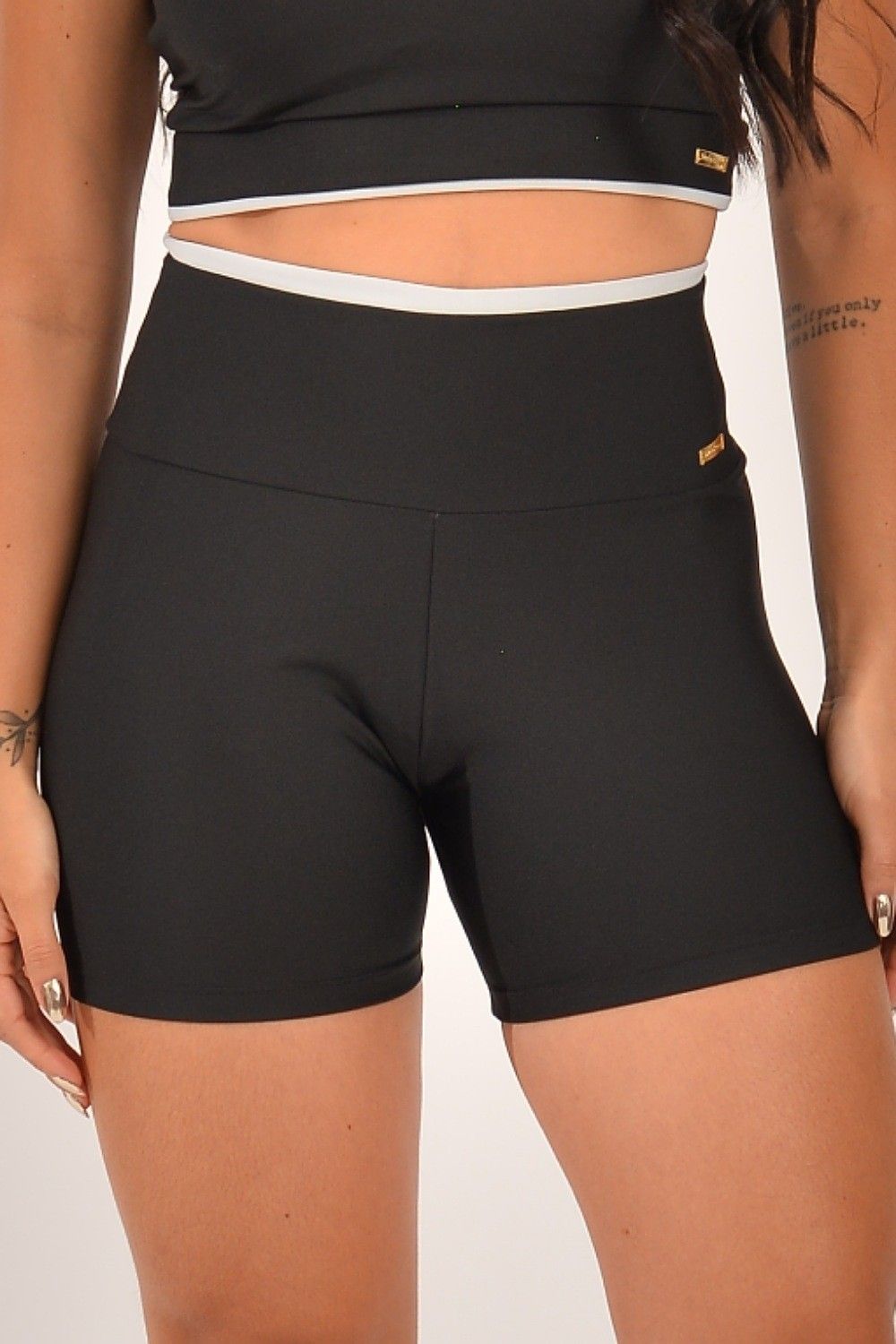 Short Fitness Cintura Alta Preto Duo