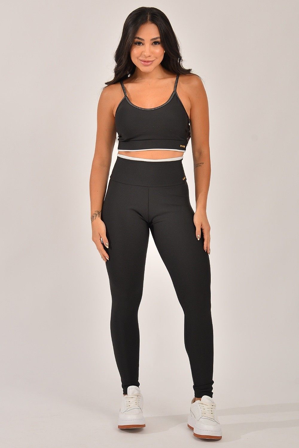 Conjunto Legging Fitness Cintura Alta Preta Duo