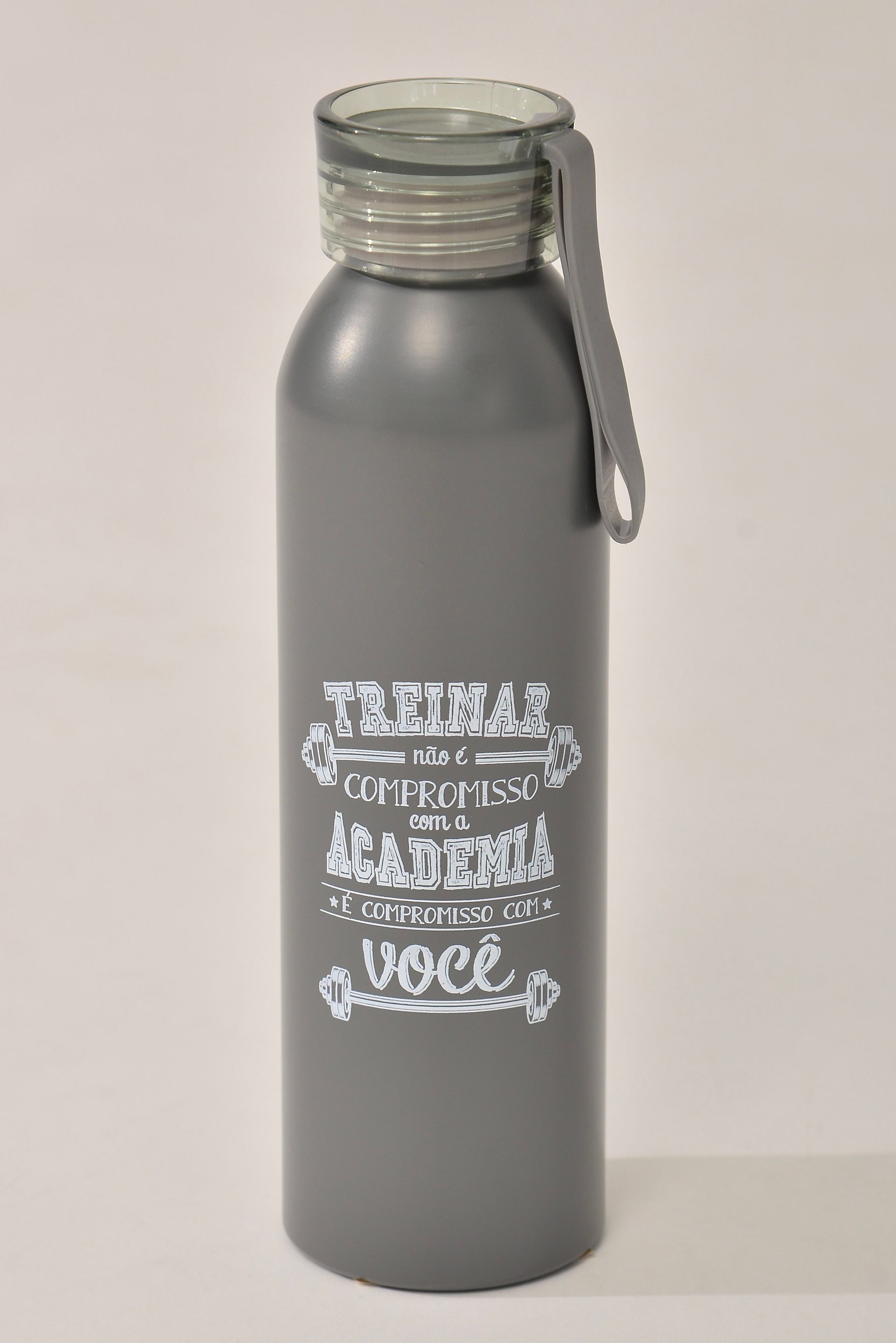 Garrafa Squeeze Alumínio 650ml Cinza
