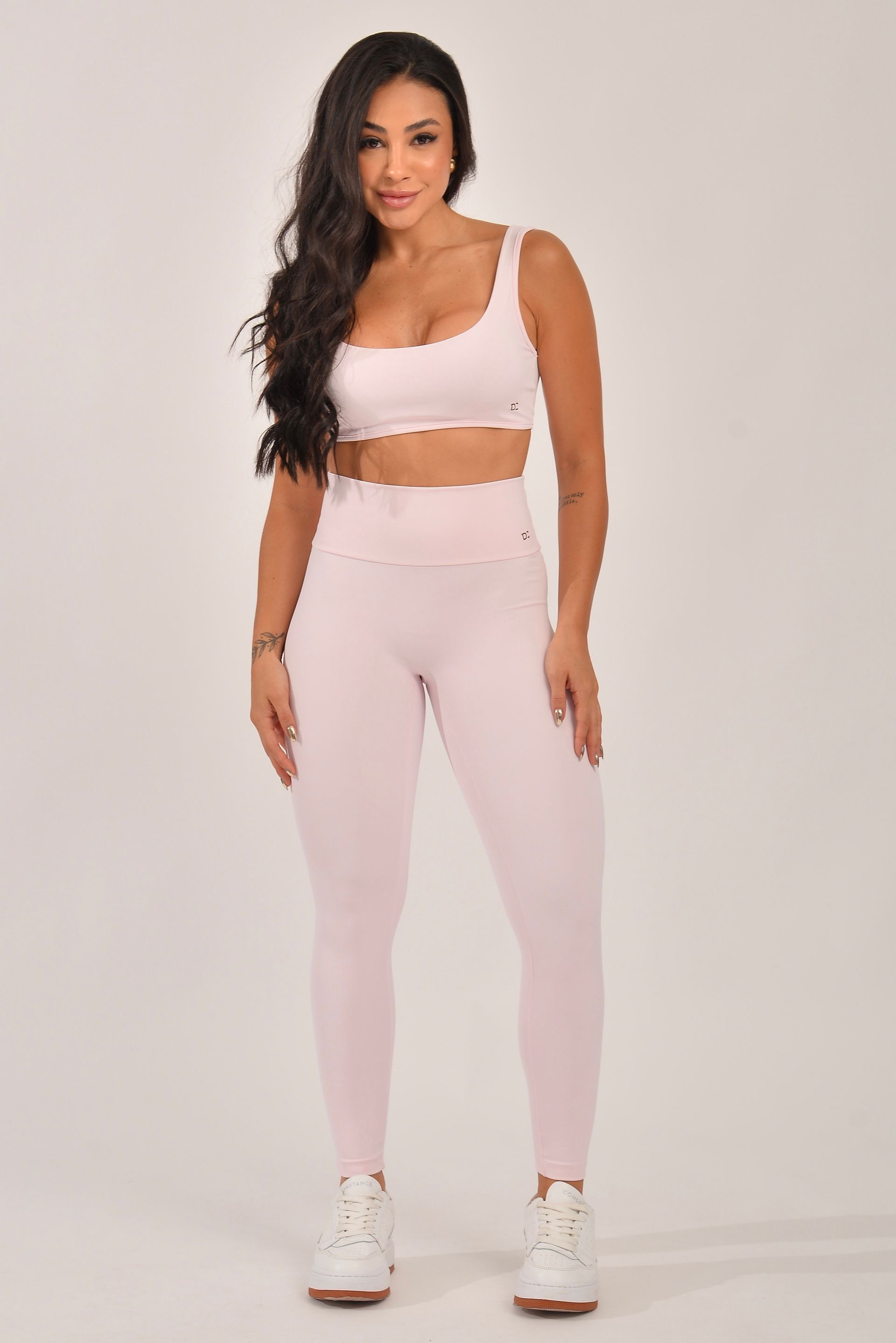 Conjunto Legging Fitness Cintura Alta Rosa Bebe Flex