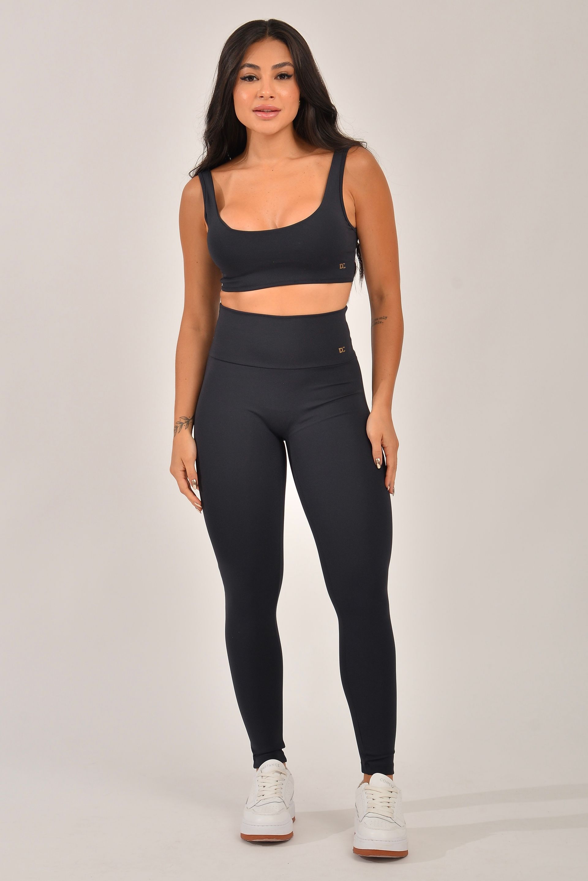 Conjunto Legging Fitness Cintura Alta Preta Flex