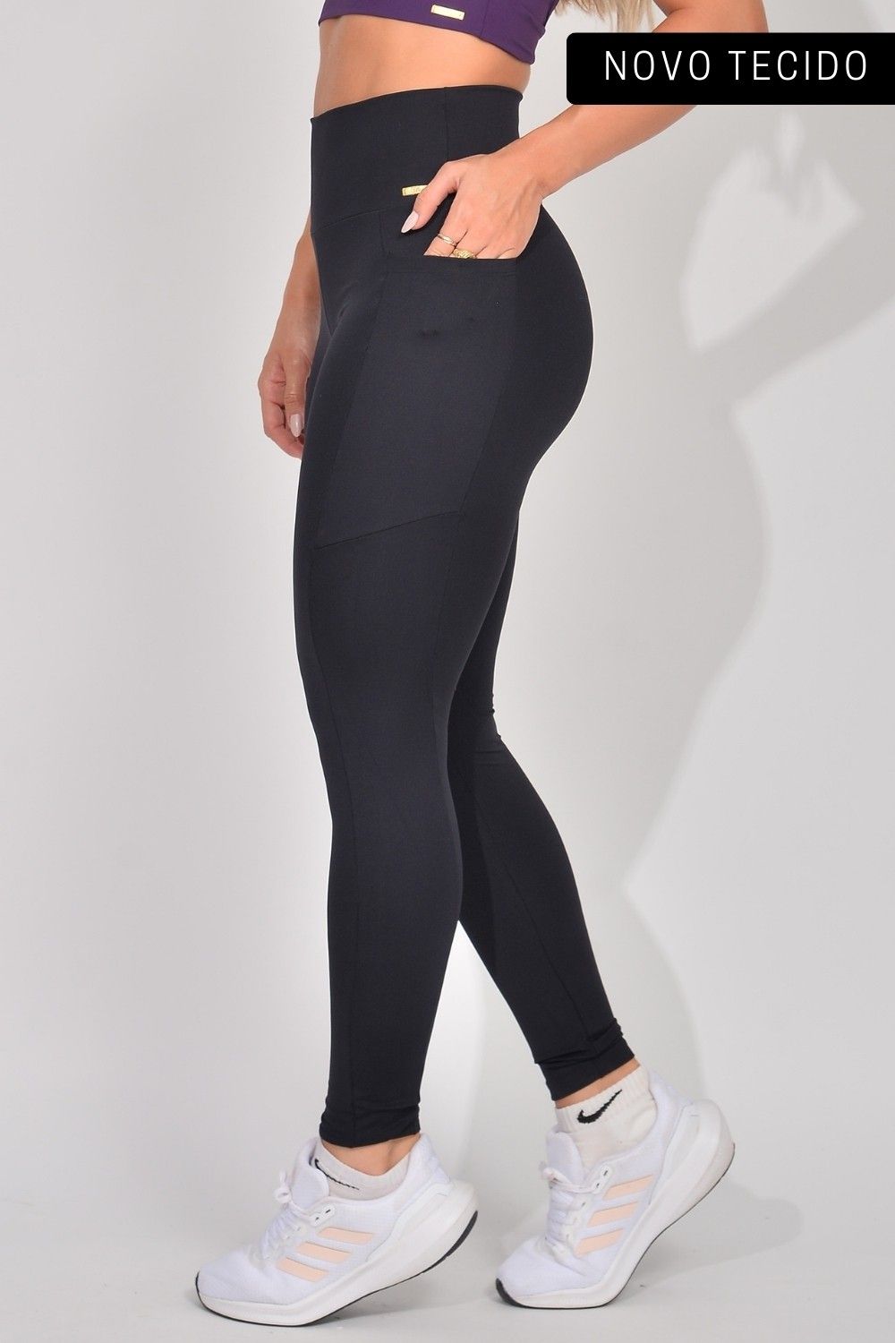 Legging Fitness Cintura Alta Com Bolso Preta