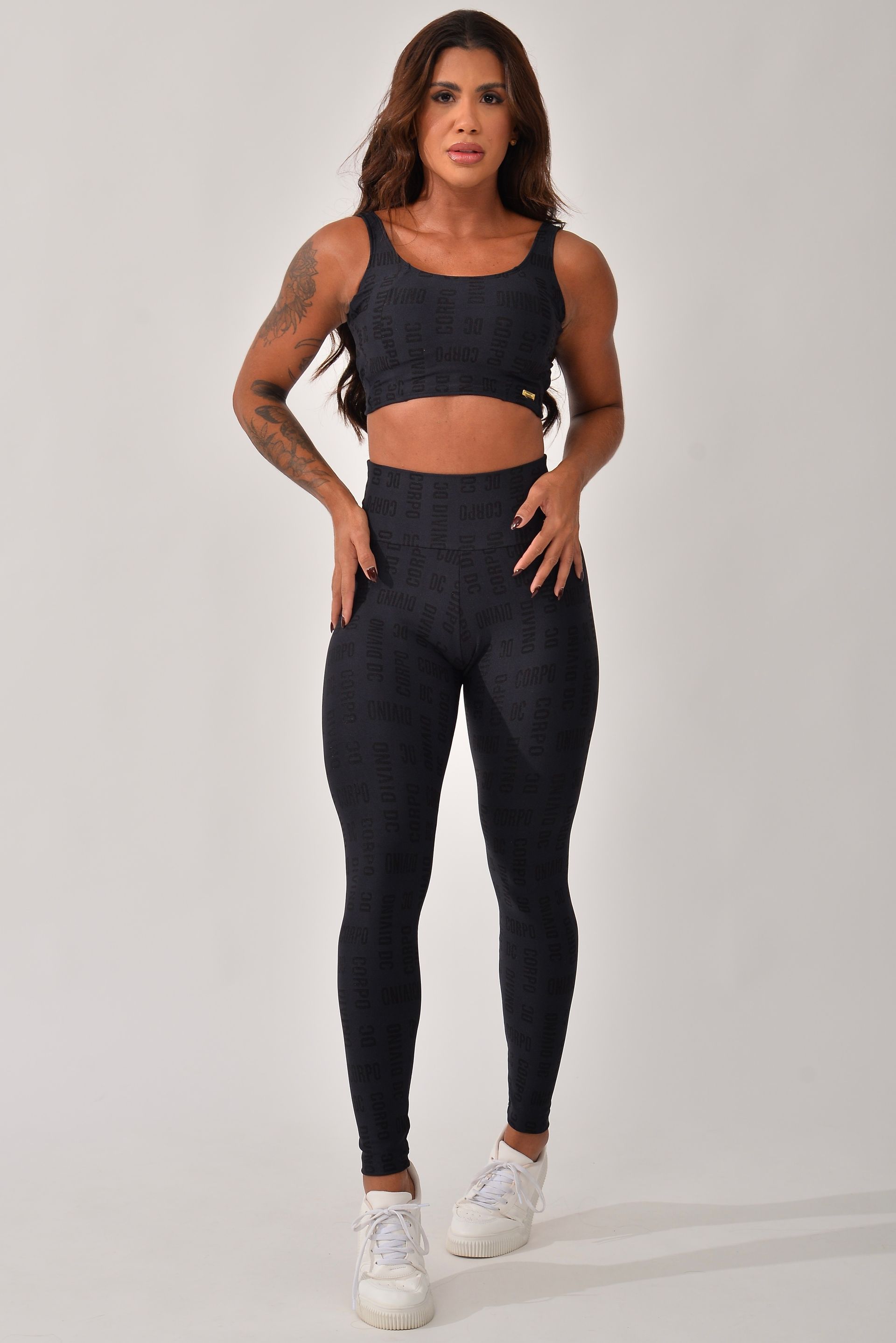 Conjunto Legging Fitness Cintura Alta Preta DC