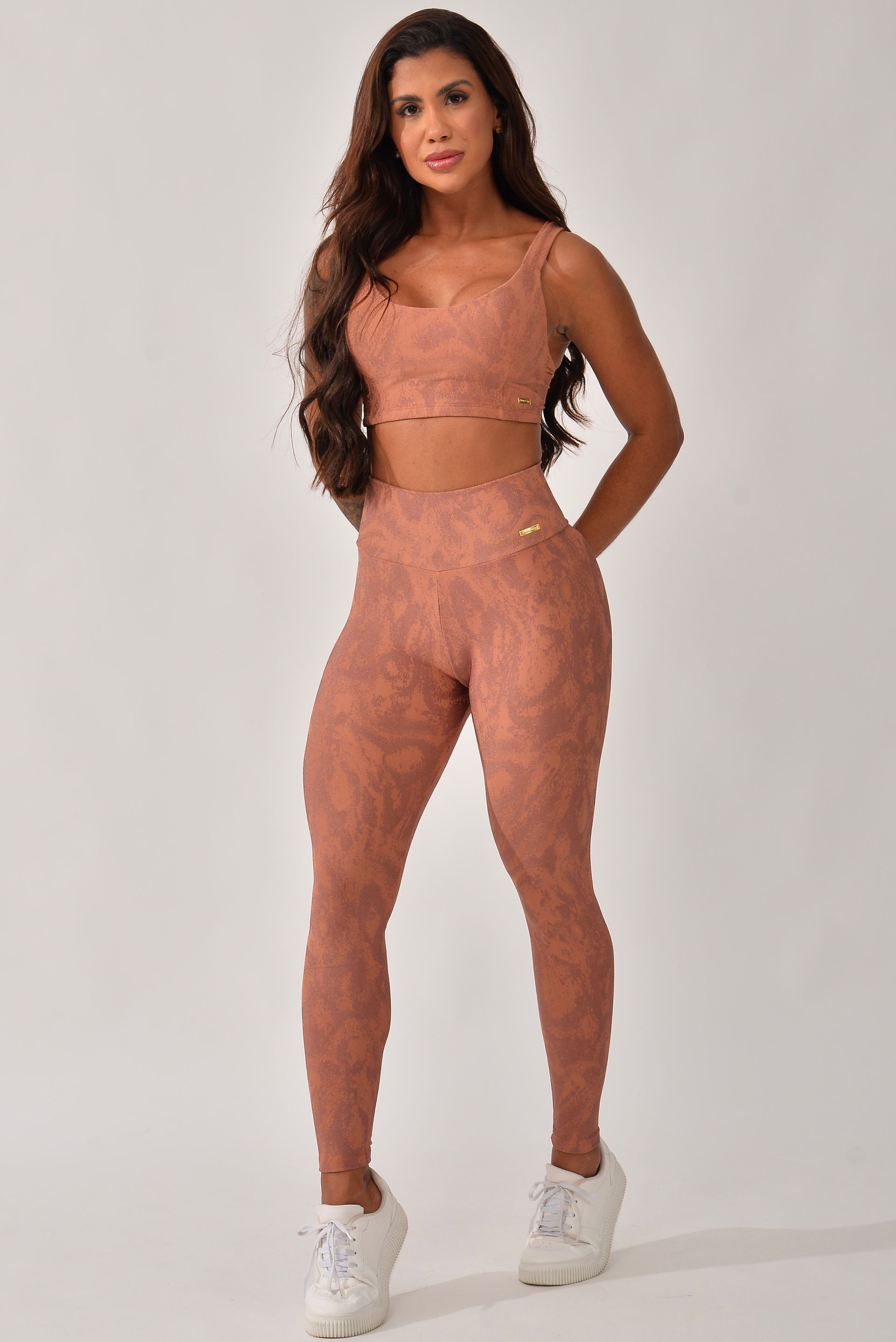 Conjunto Legging Fitness Marrom Aurora