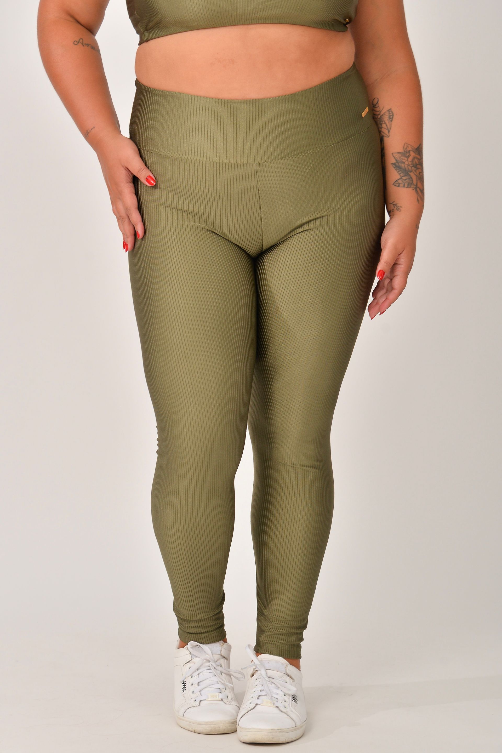 Legging Plus Size Cintura Alta Verde Prada