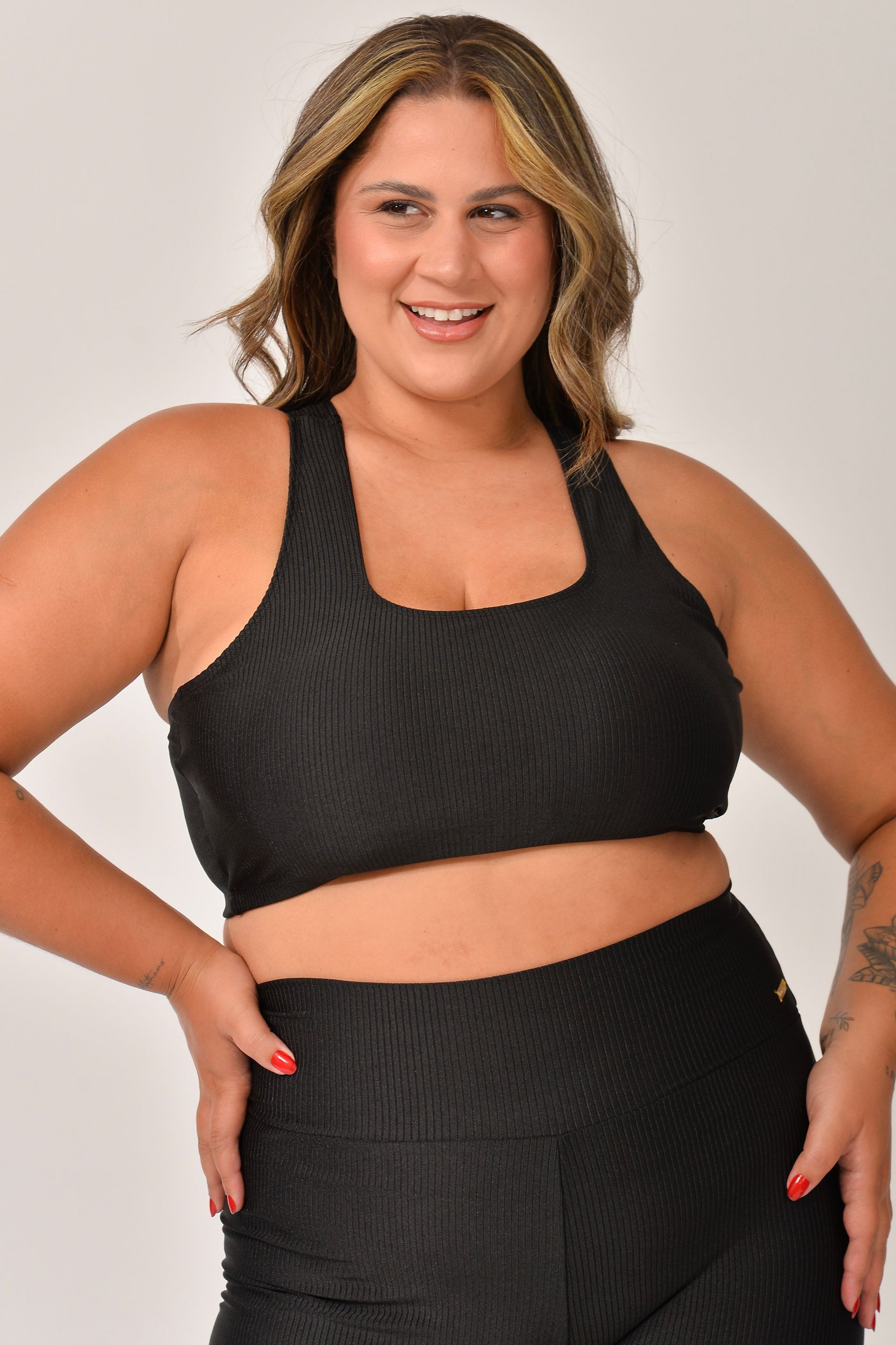 Top Plus Size Com Bojo Preto Prada