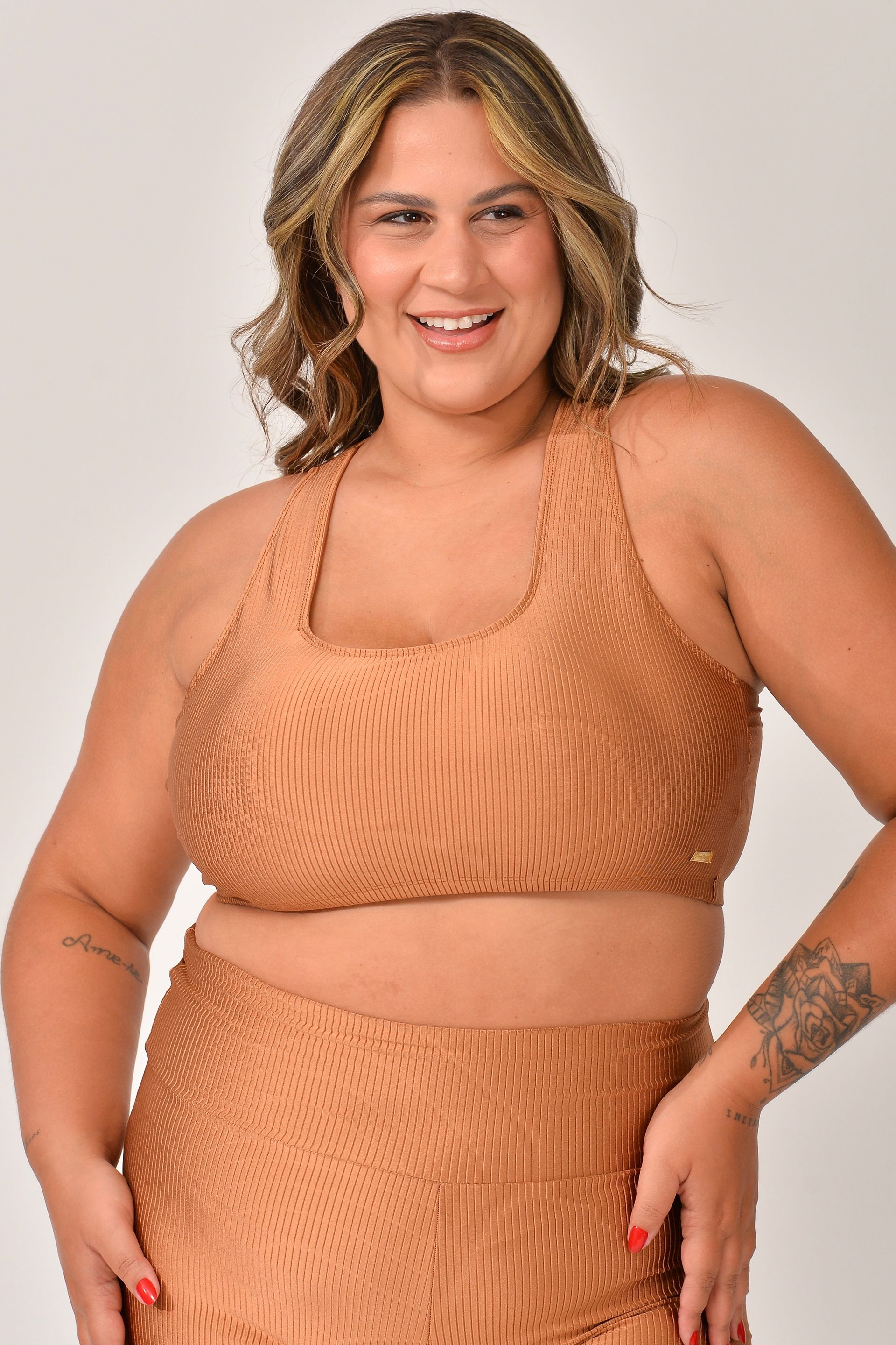 Top Plus Size Com Bojo Caramelo Prada