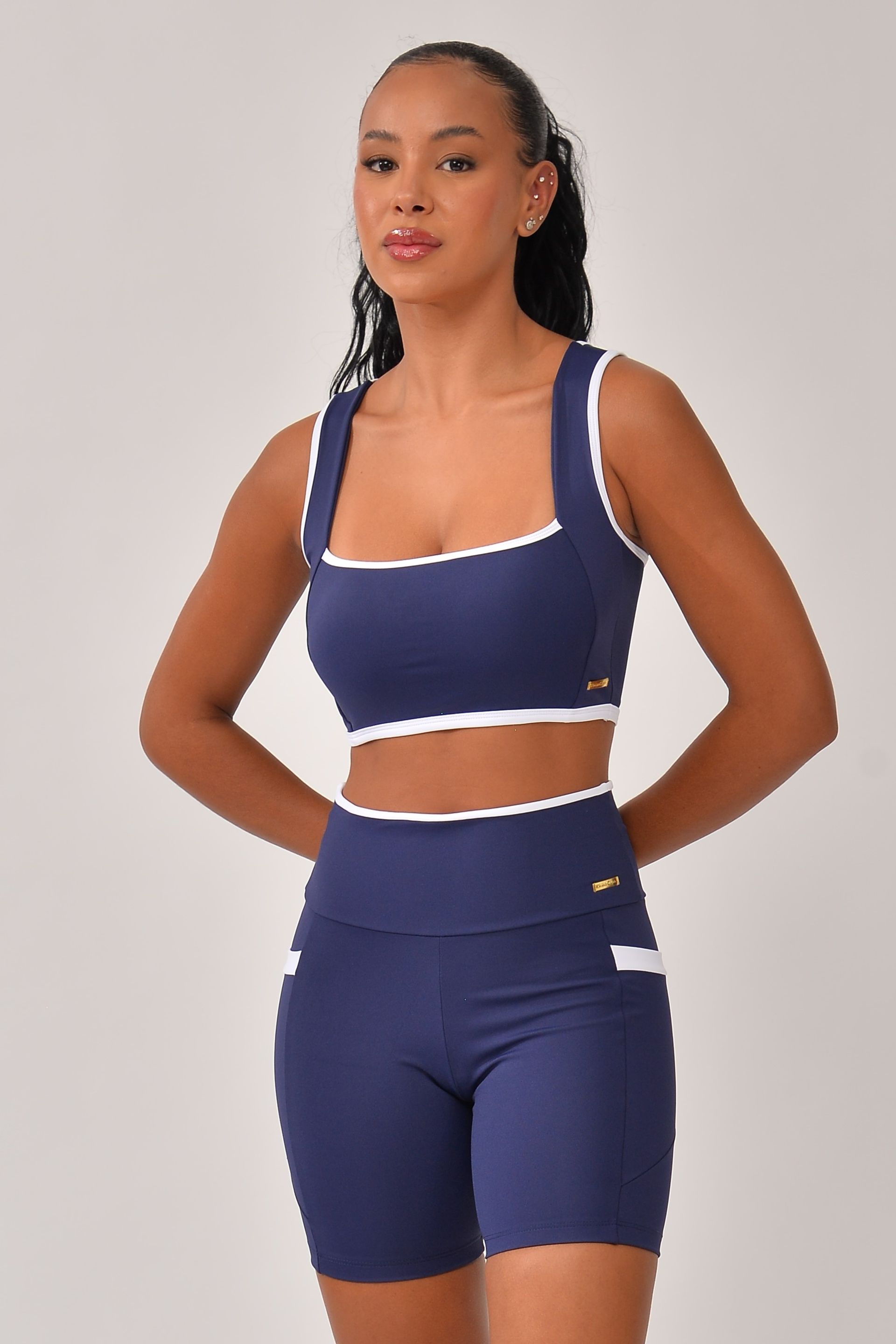 Conjunto Bermuda Fitness Com Bolso Marinho Vibre