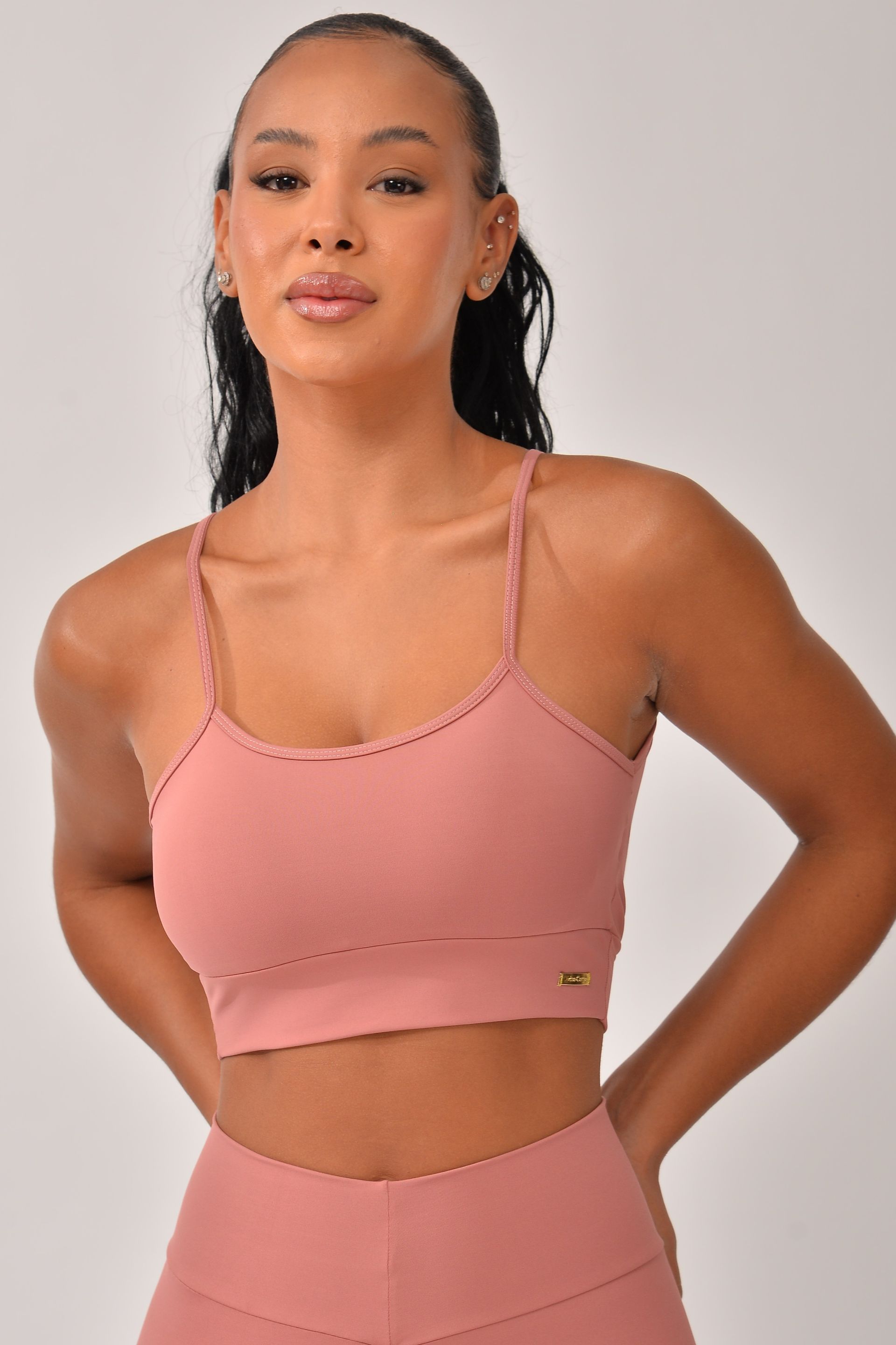 Top Fitness Com Alcinha Rosado Back