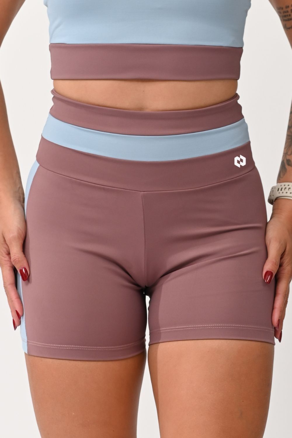Short Cintura Alta Feminino Rosê e Azul Rush