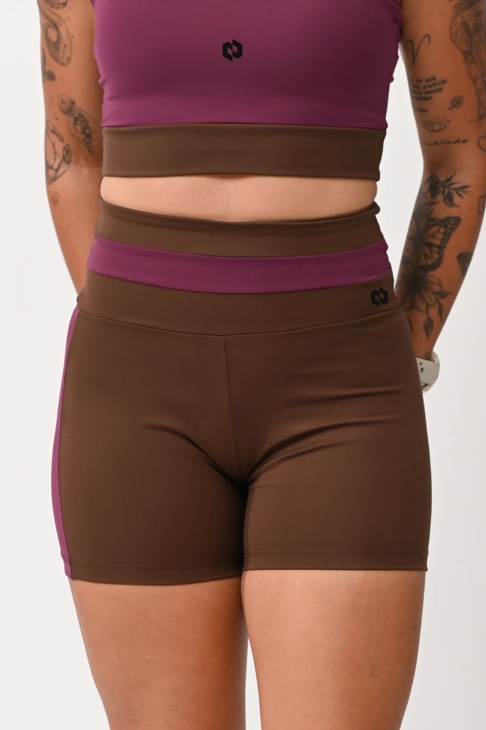 Short Cintura Alta Feminino Marrom e Vinho Rush