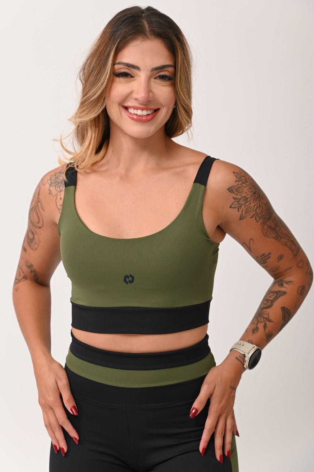 Top Alcinha Com Bojo Preto e Verde Rush