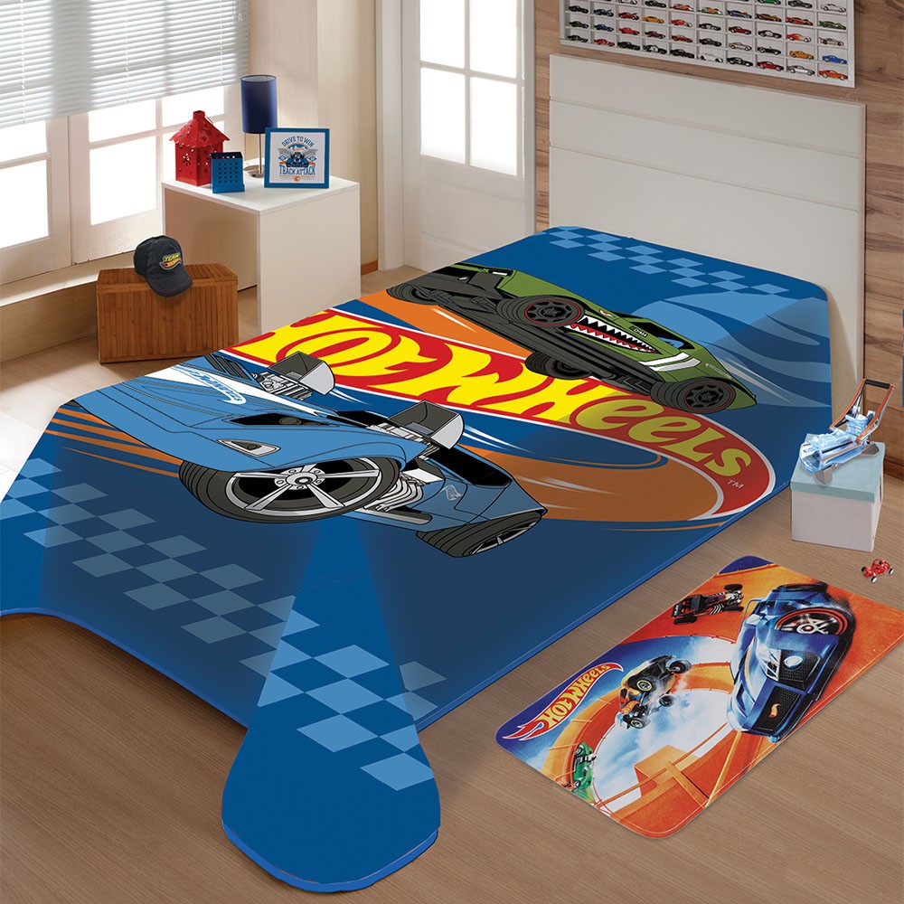 Cobertor Juvenil Jolitex Raschel Personagens 1,50 x 2,00m - Hot Wheels