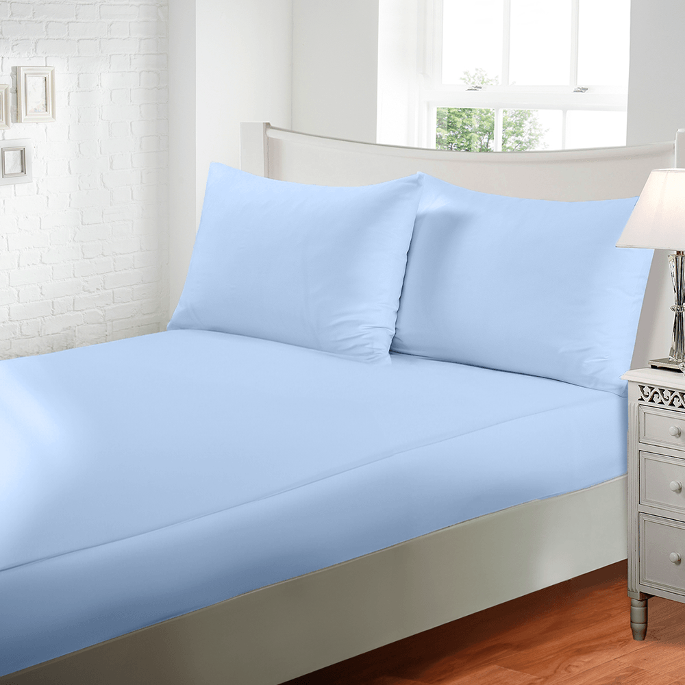 Jogo de Cama Casal 3 Pçs Jolitex Liso Toque de Seda 300 fios - Azul