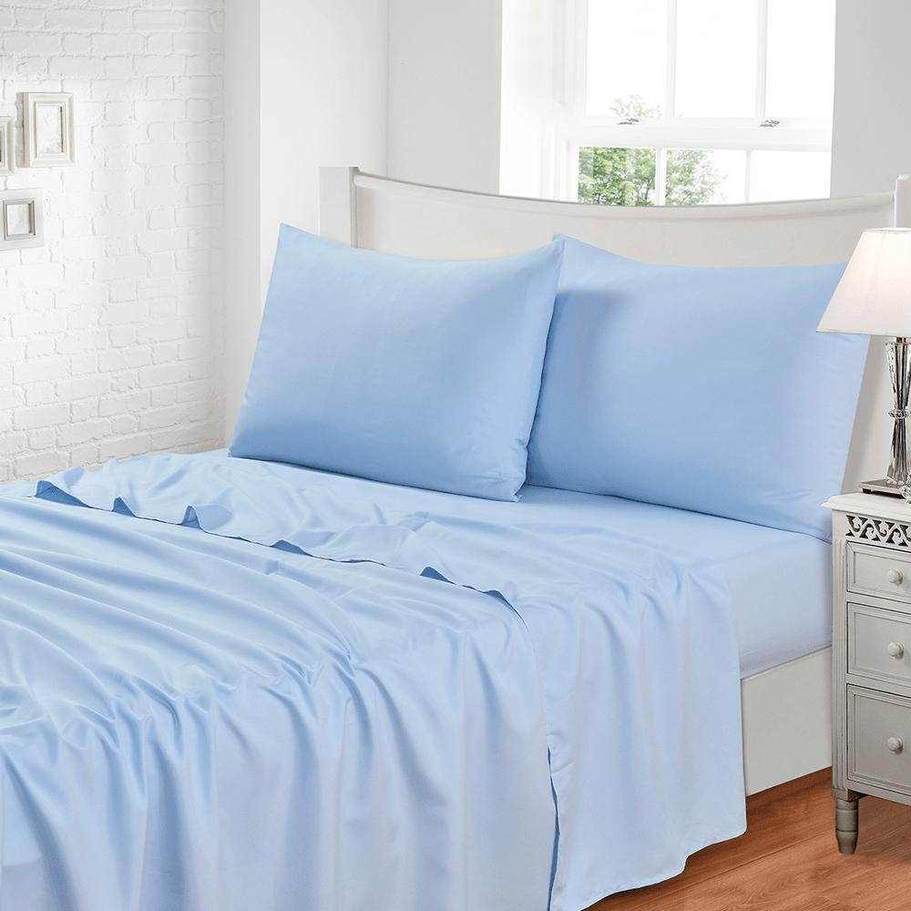 Jogo de Cama Casal 4 Pçs Jolitex Liso Toque de Seda 300 fios - Azul