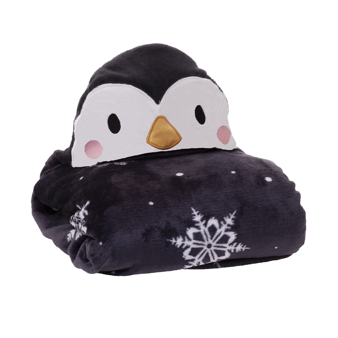 Manta com Capuz Infantil Jolitex Estampa Bichinho 75 x 100cm - Pinguin