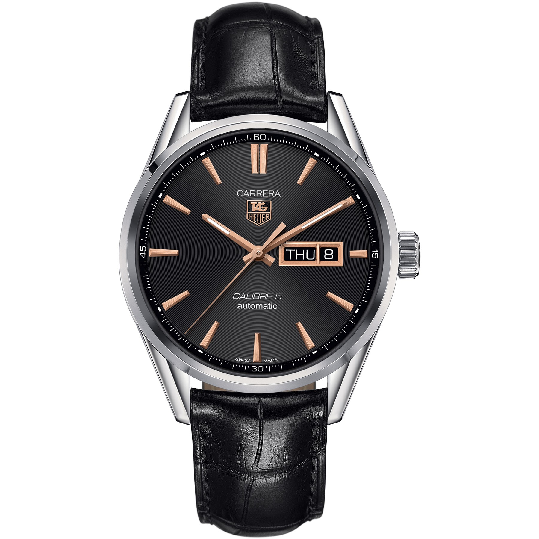 TAG Heuer Carrera Calibre 5 Autom tico Masculino Preto Couro 3