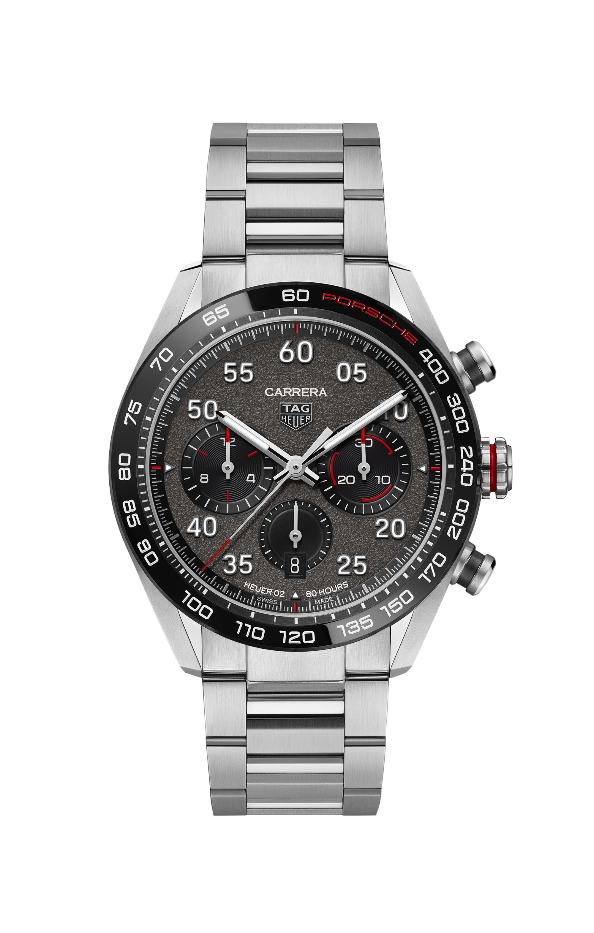 Tag Heuer Porsche Carrera 44mm pulseira em aco Dvoskinkulkes