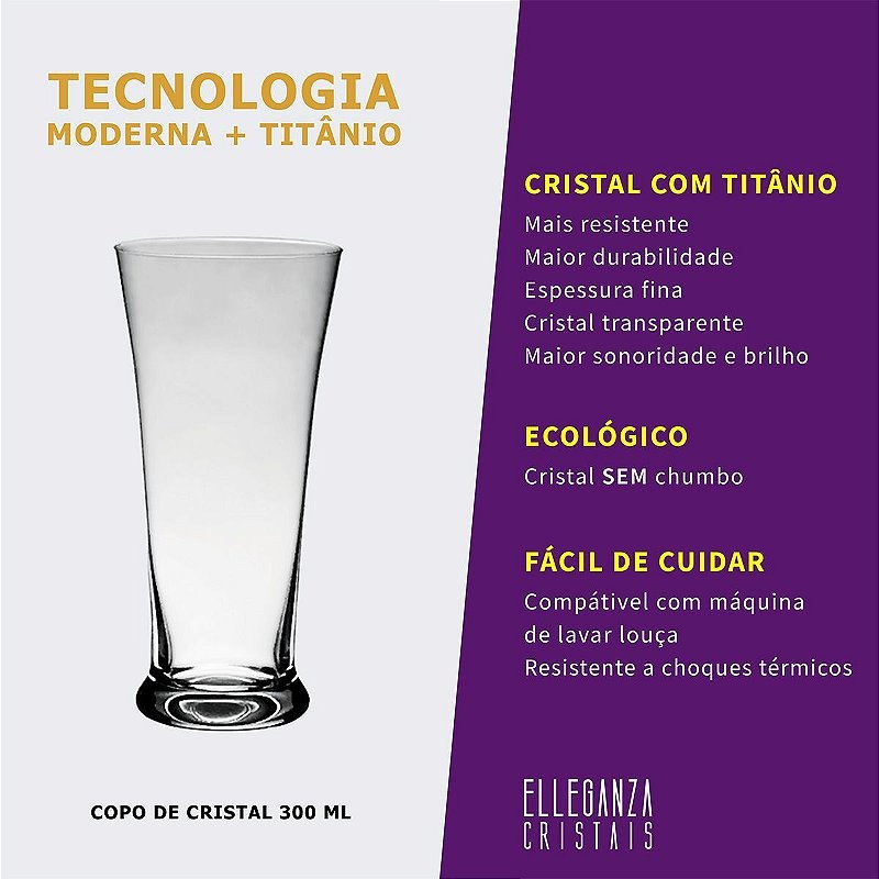 Jogo Copos para Cerveja Pilsner em Cristal Ecológico 300 ml 6 Peças Bohemia  - Casa Design