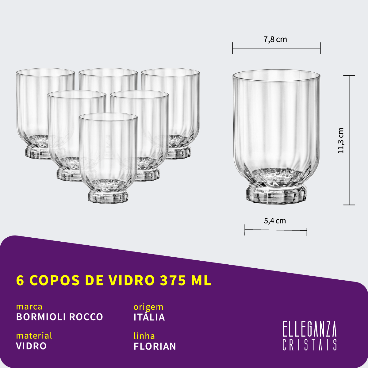 Set de Vasos Bormioli Rocco Florian Transparente 6 Unidades Vidrio 375 ml 