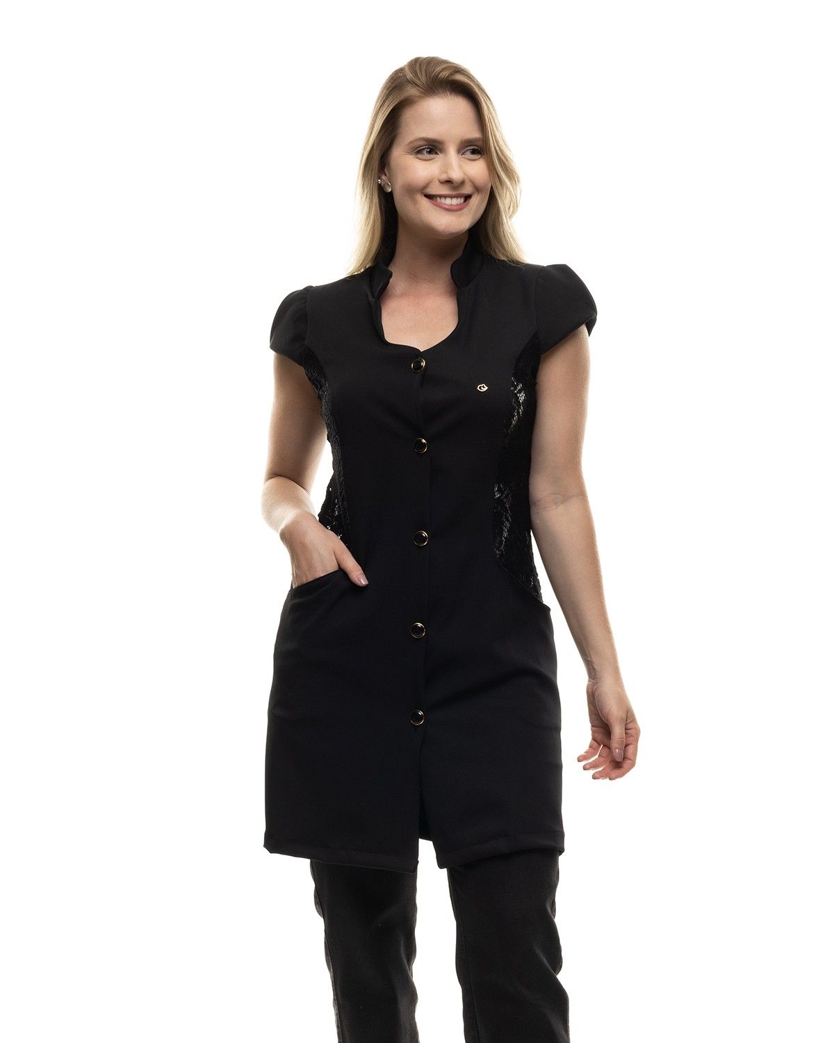 Jaleco Feminino Novo Pétala Preto