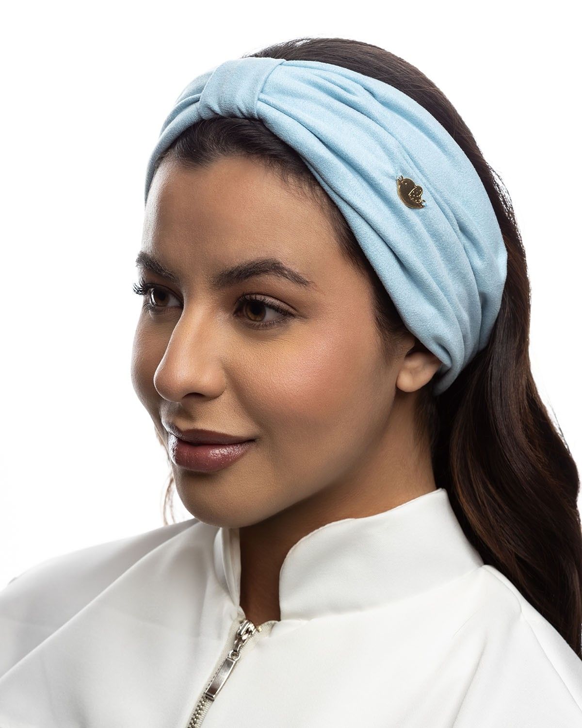 Faixa Turbante Suede Azul Bebê